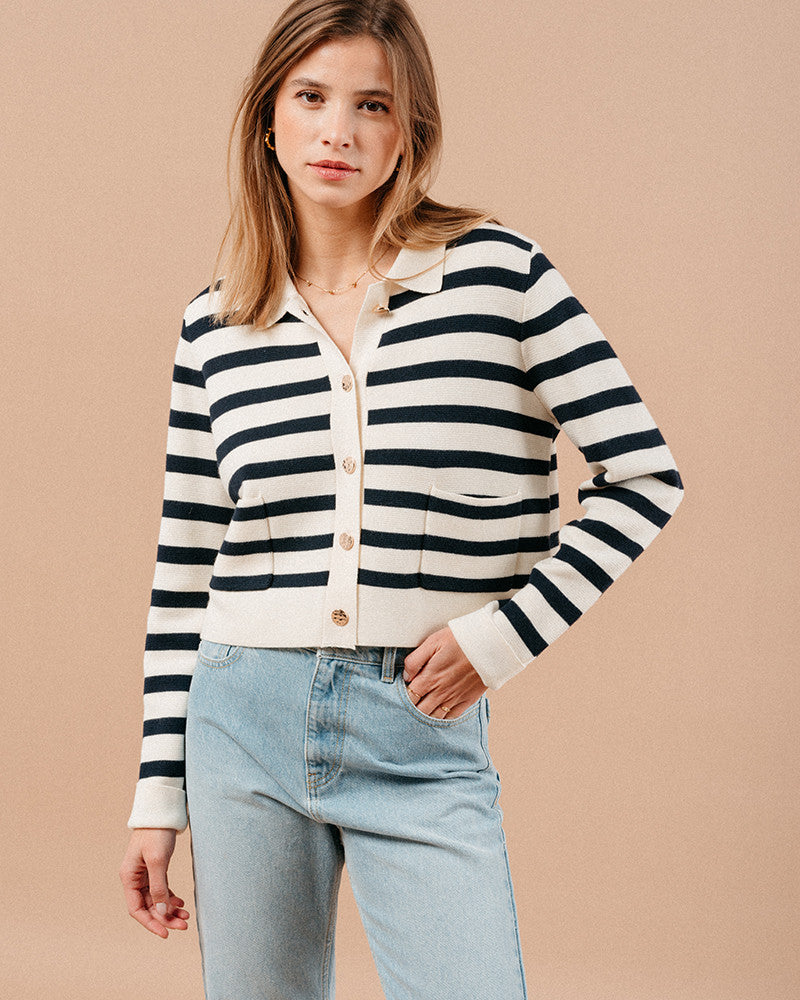 Maelys Striped Sweater Cardigan