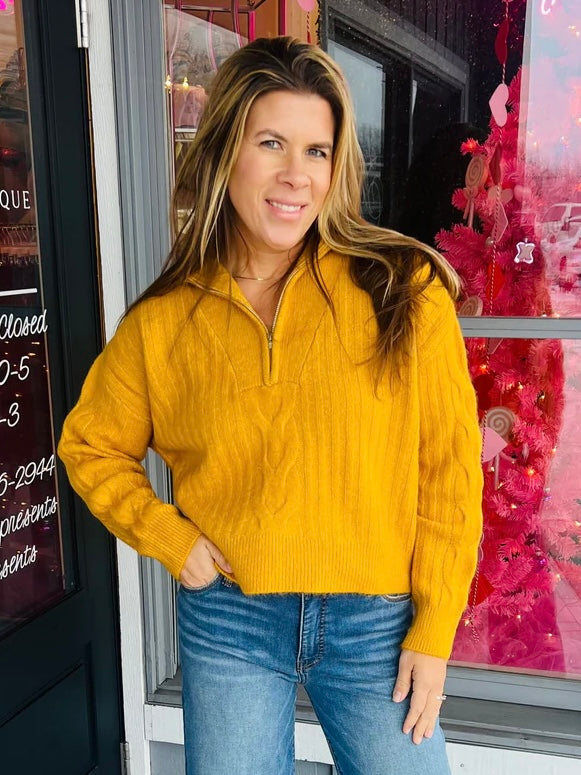 Half Zip Yellow Sweater
