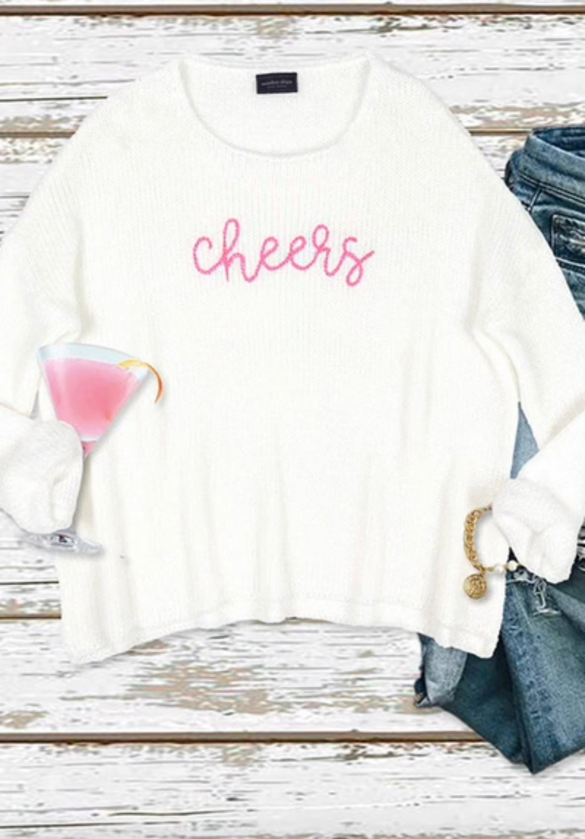 Cheers Embroidered Sweater