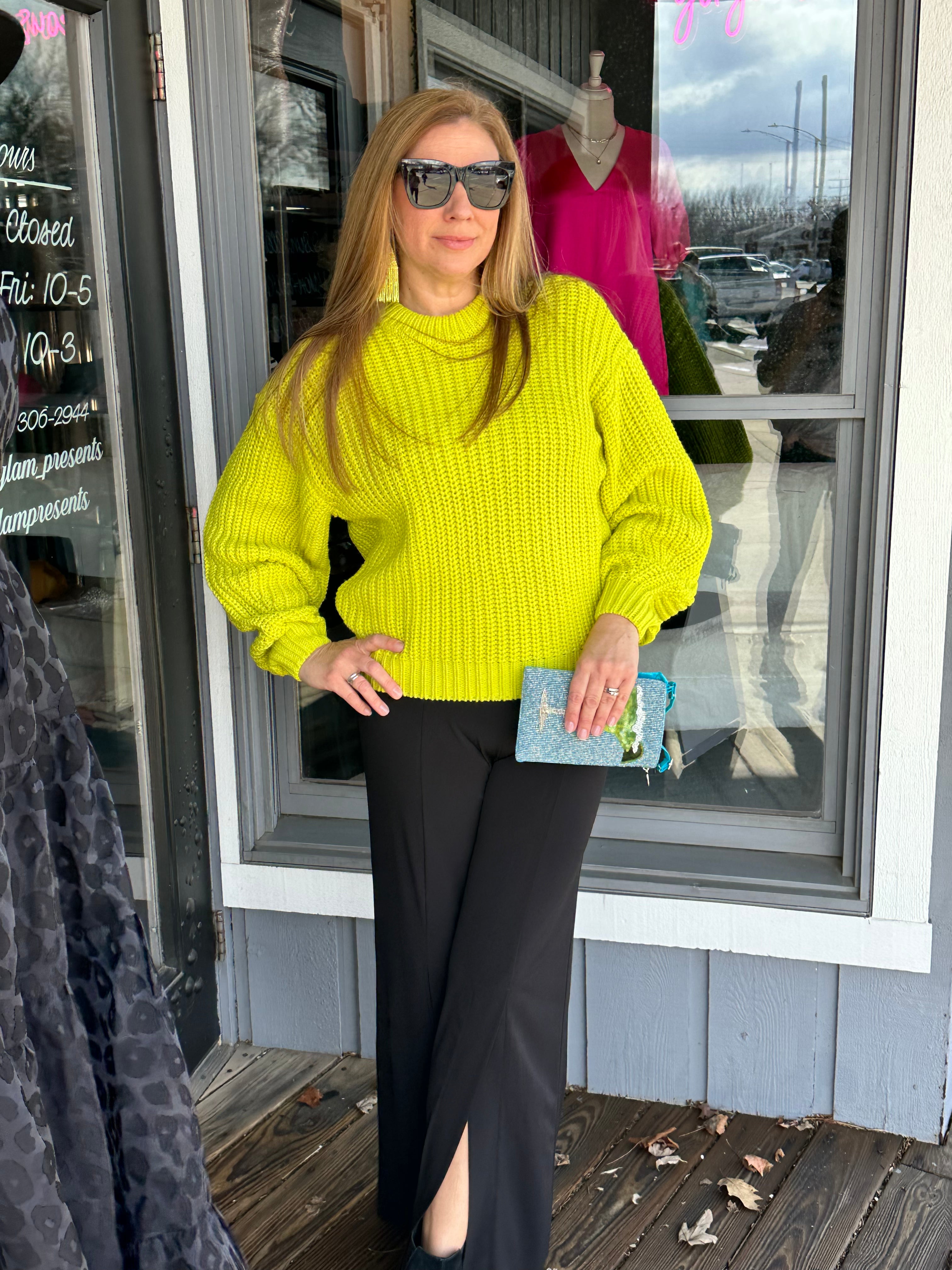 Lime Knit Bailey Sweater - Final Sale