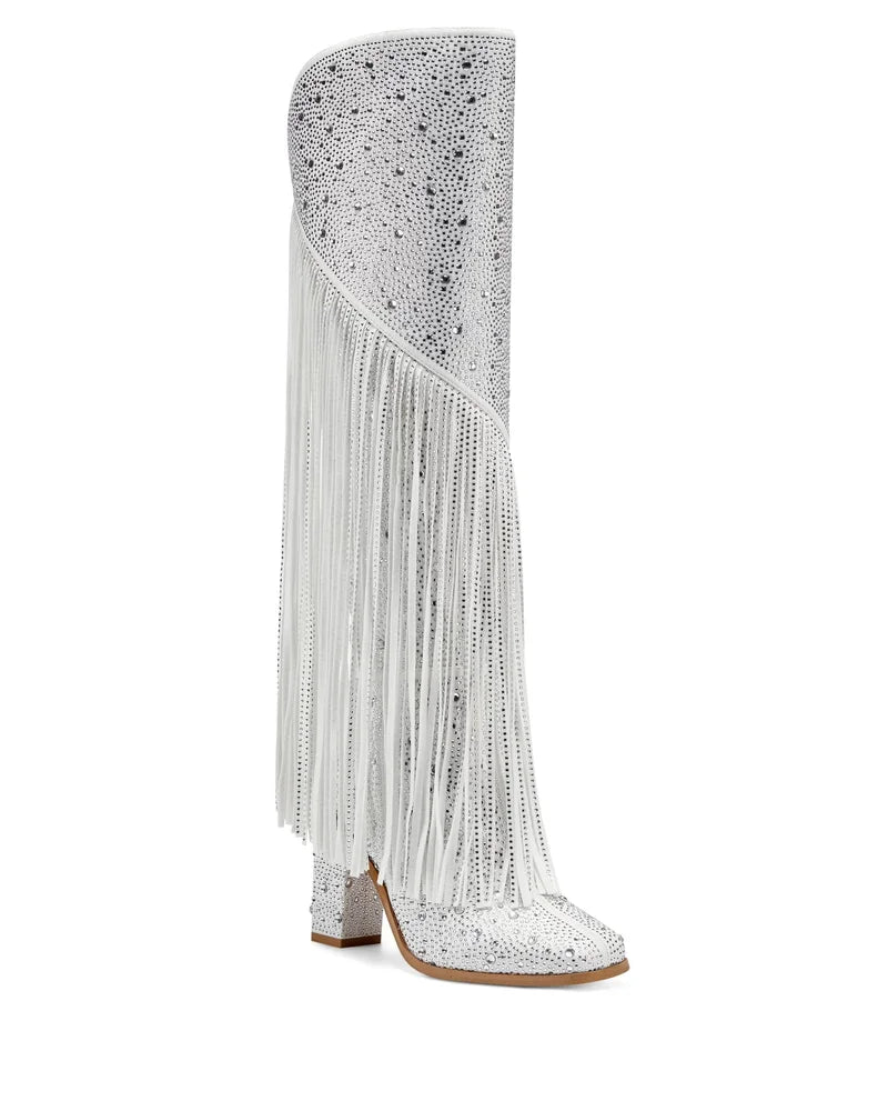 White Asire Fringe Tall Boot - Final Sale