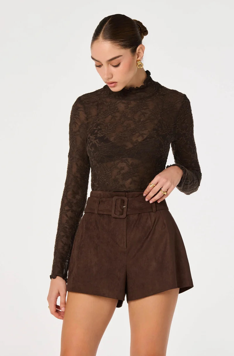 Kyra Sheer Mesh Mock Neck Top