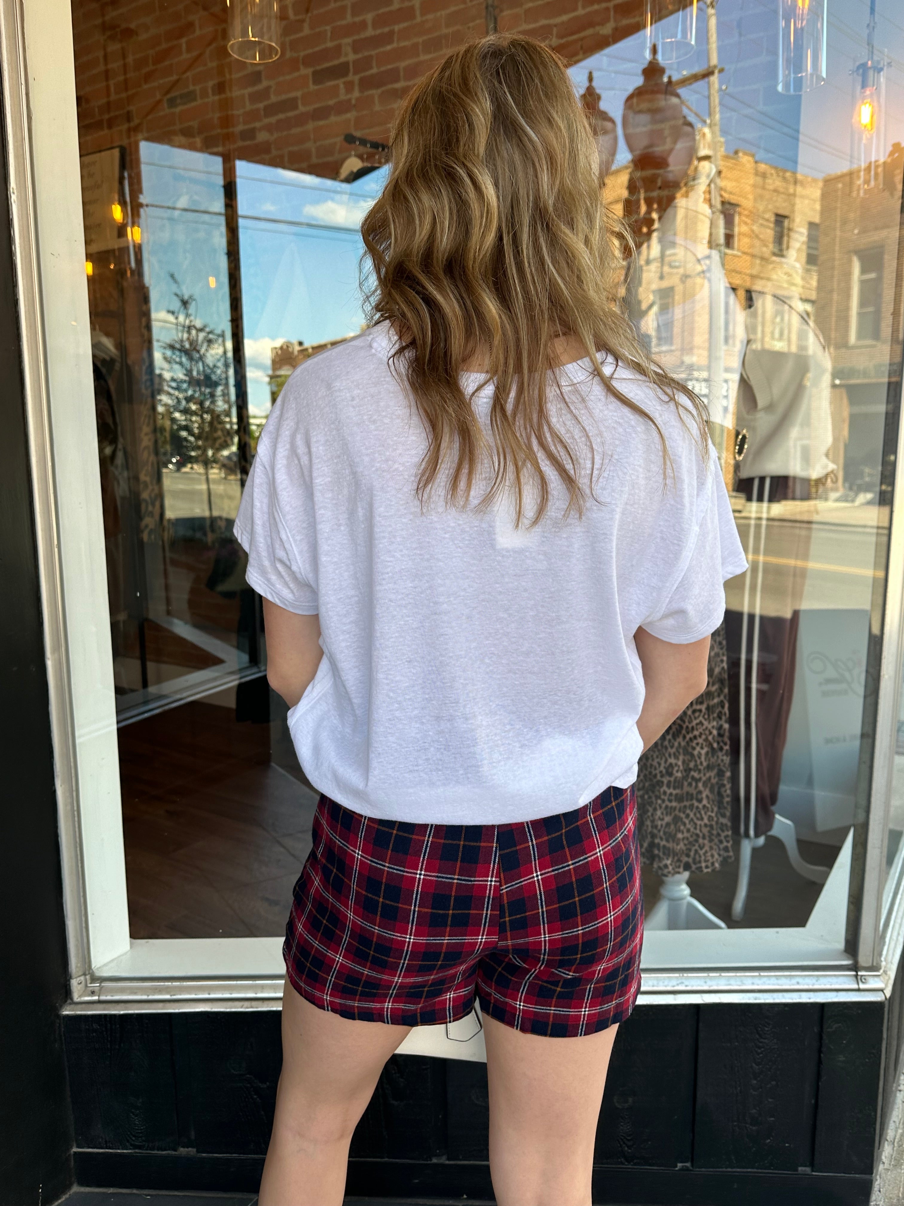 Plaid Asymmetrical Skort