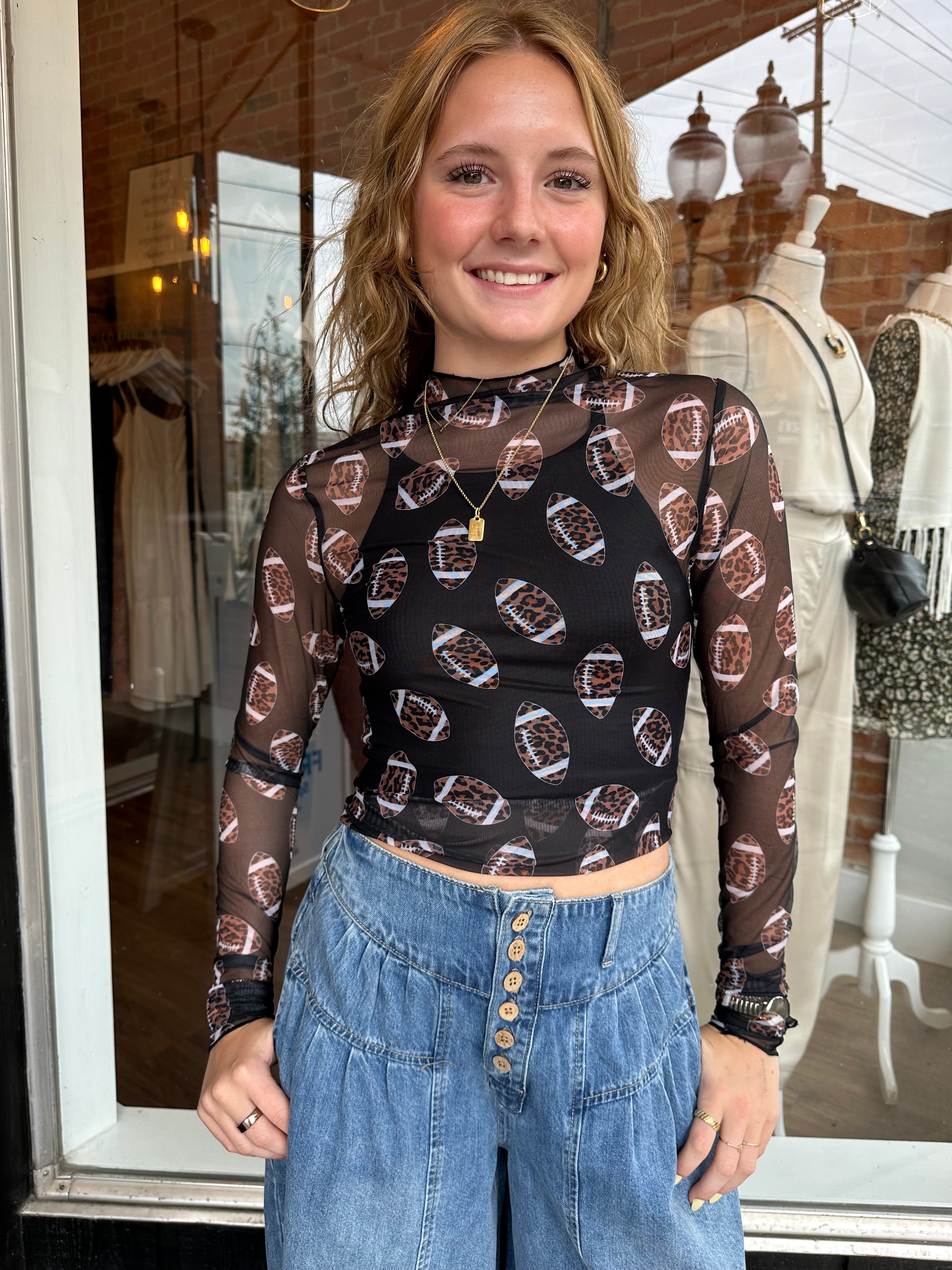 Leopard Football Print Top