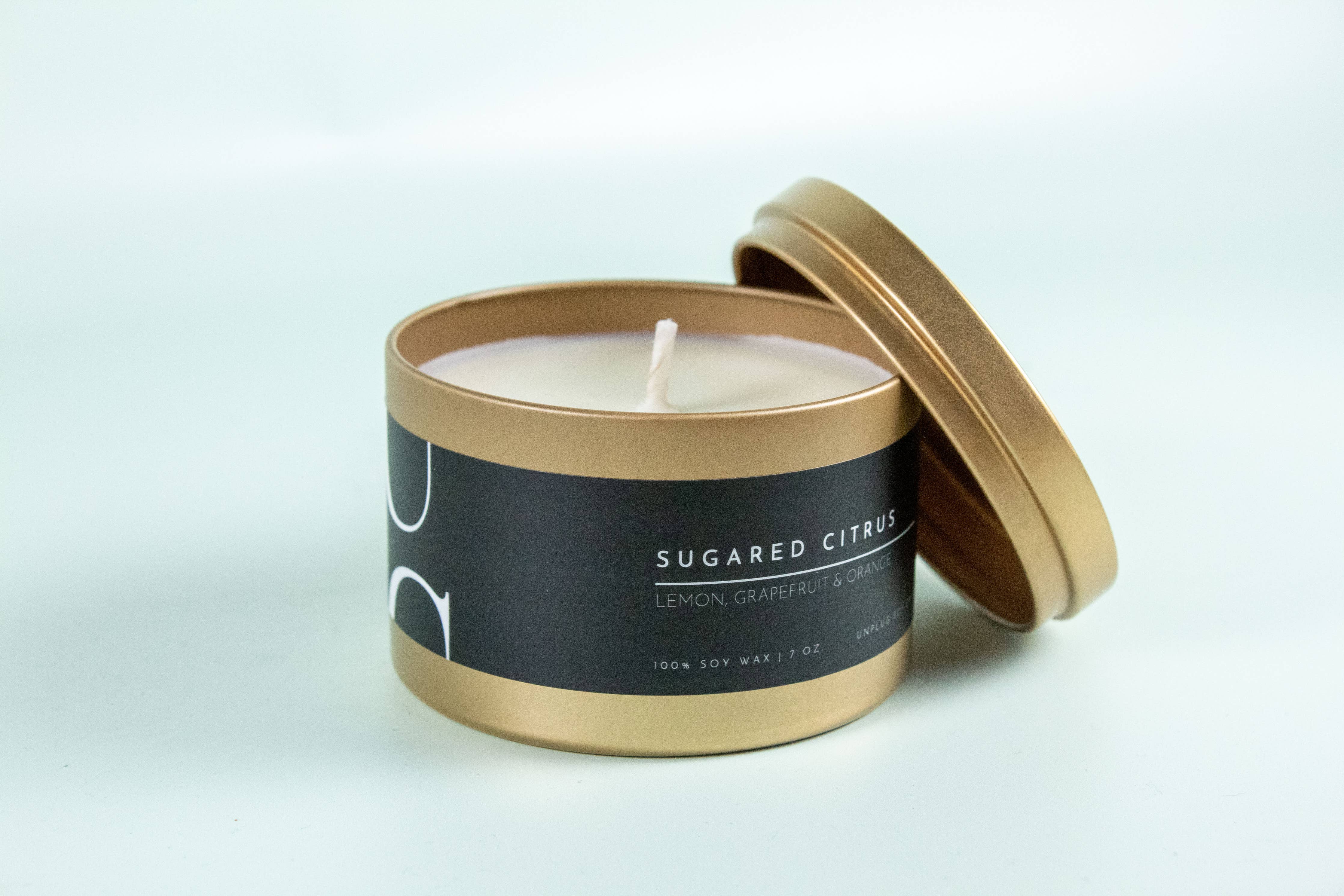 Matte Gold Travel Tin Soy Candle: Exotic Cardamom