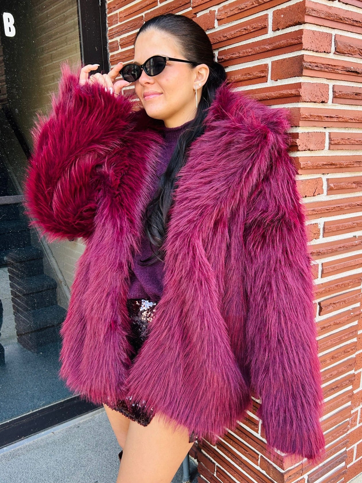 Salt Lake Fur Coat Merlot Knit