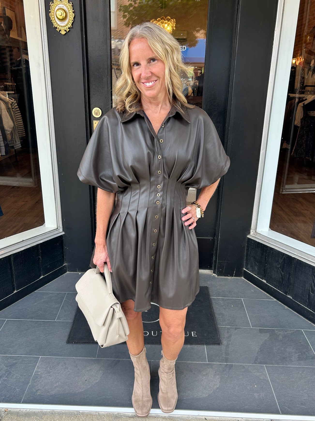After Hours Faux Leather Dress