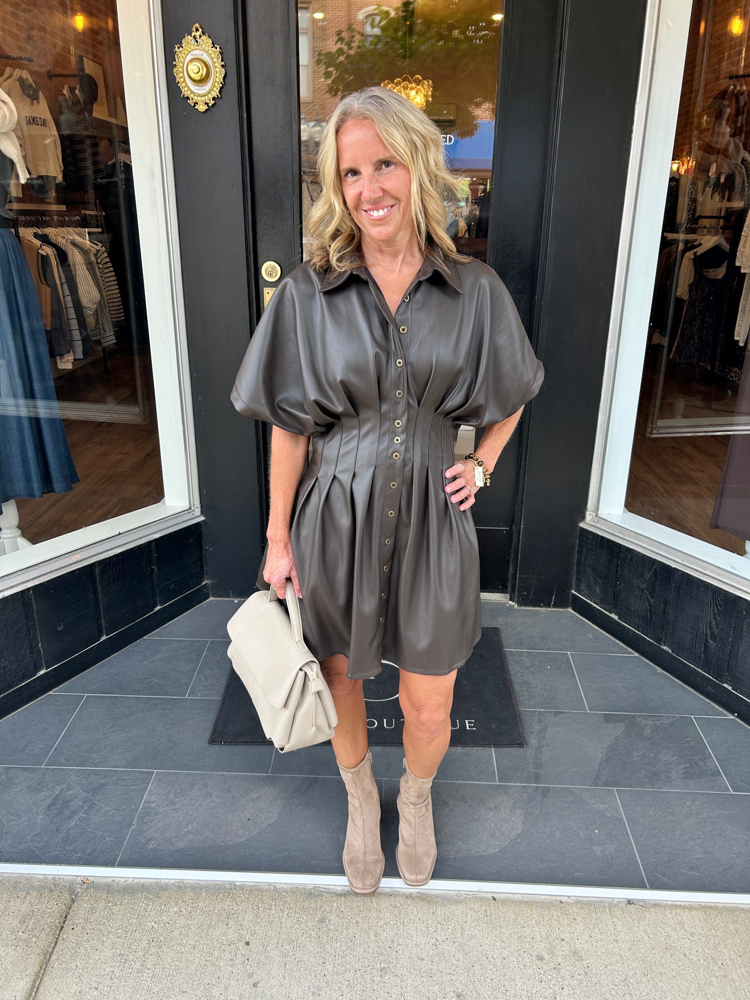 After Hours Faux Leather Dress