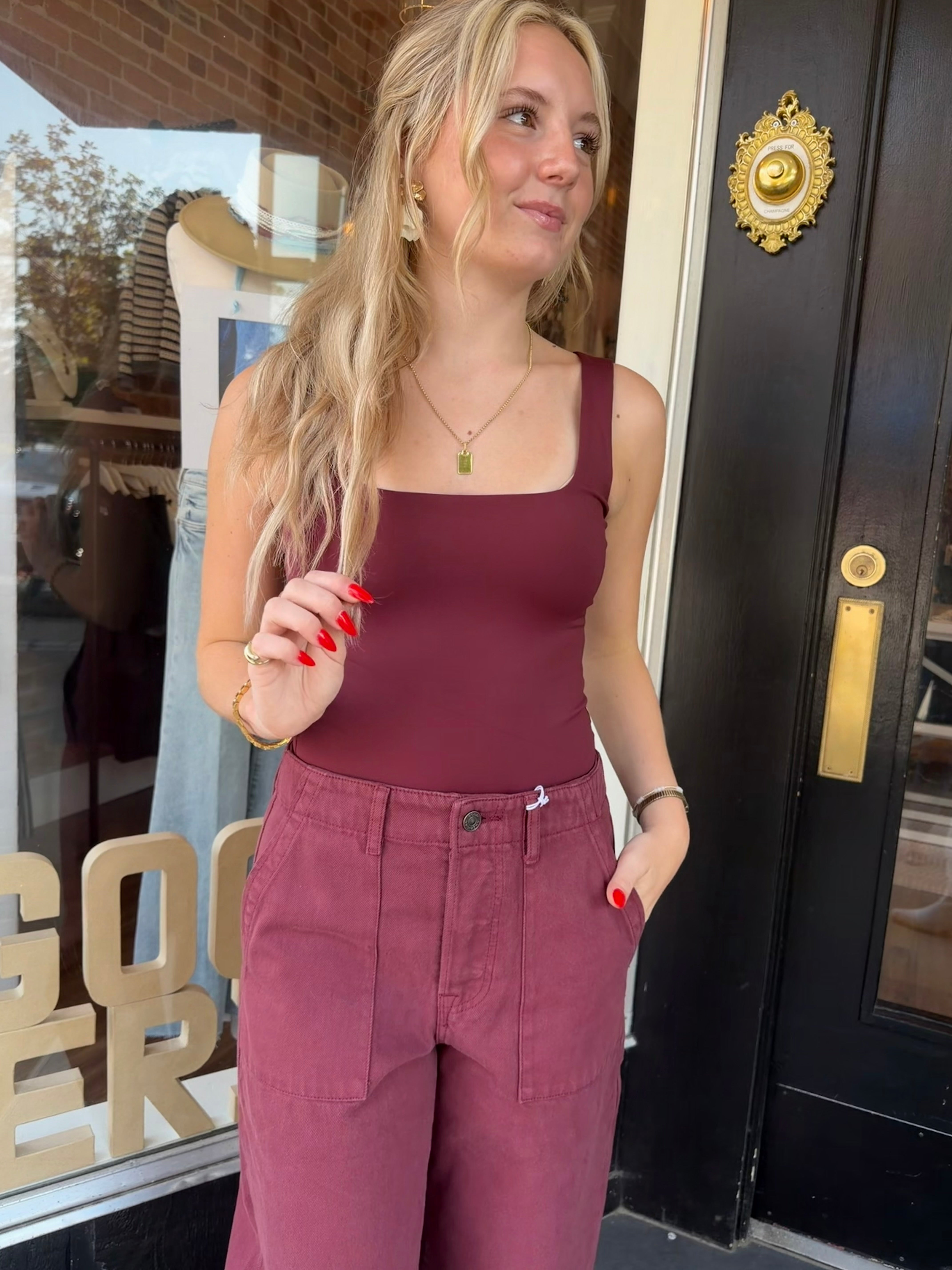 Sculpting Modern Tank Bodysuit: Berry Noir