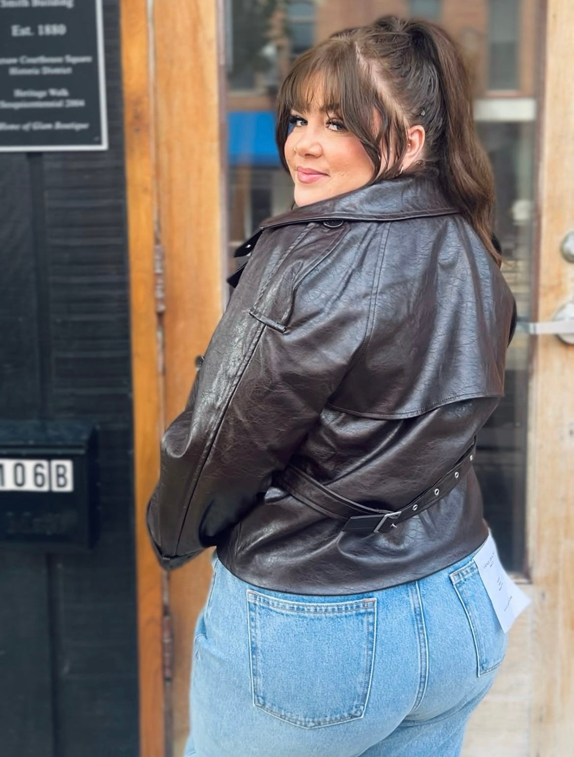 Halsey Textured Vegan Leather Crop Trench