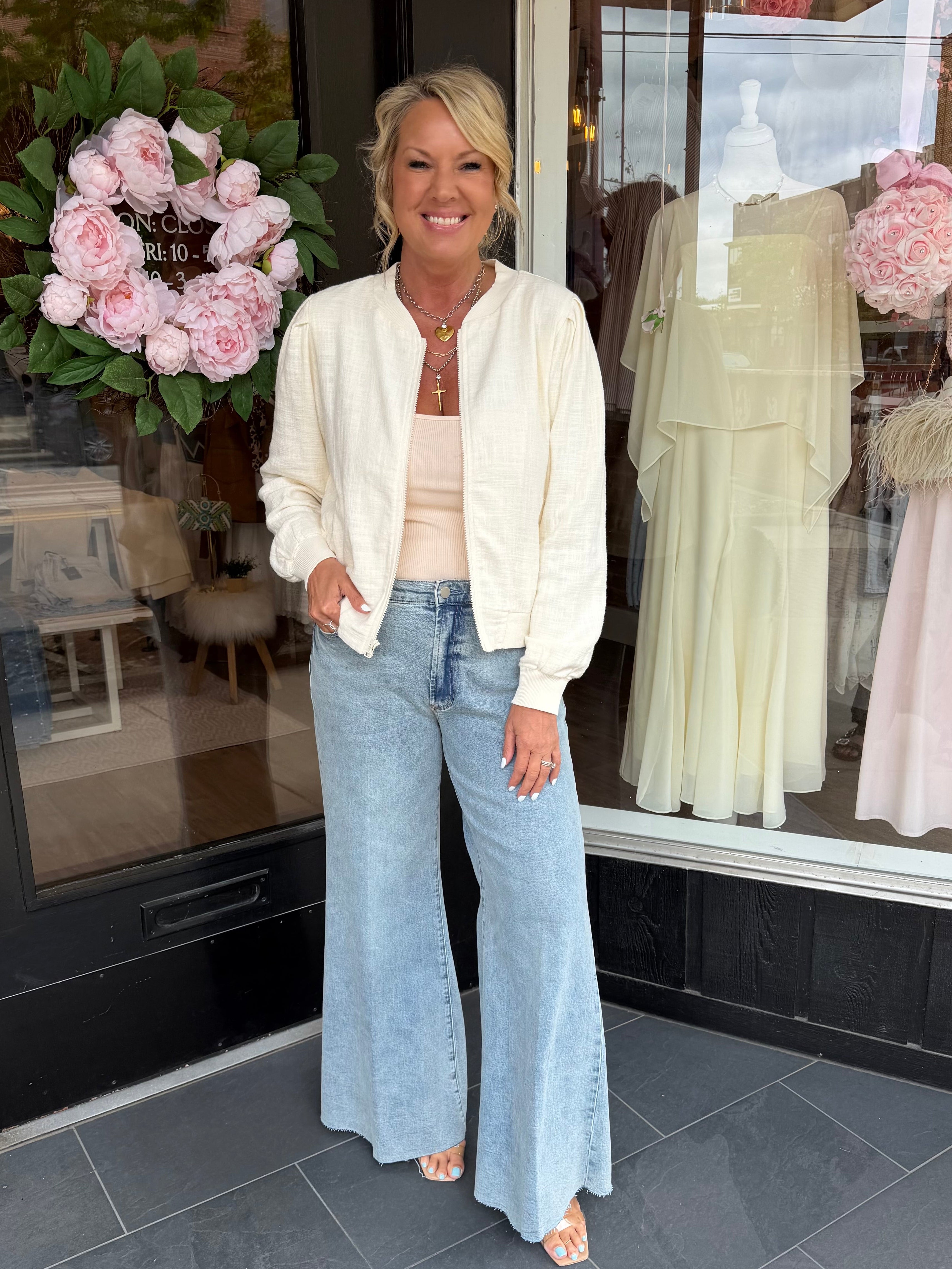 Pia Puff Sleeve Bomber Jacket