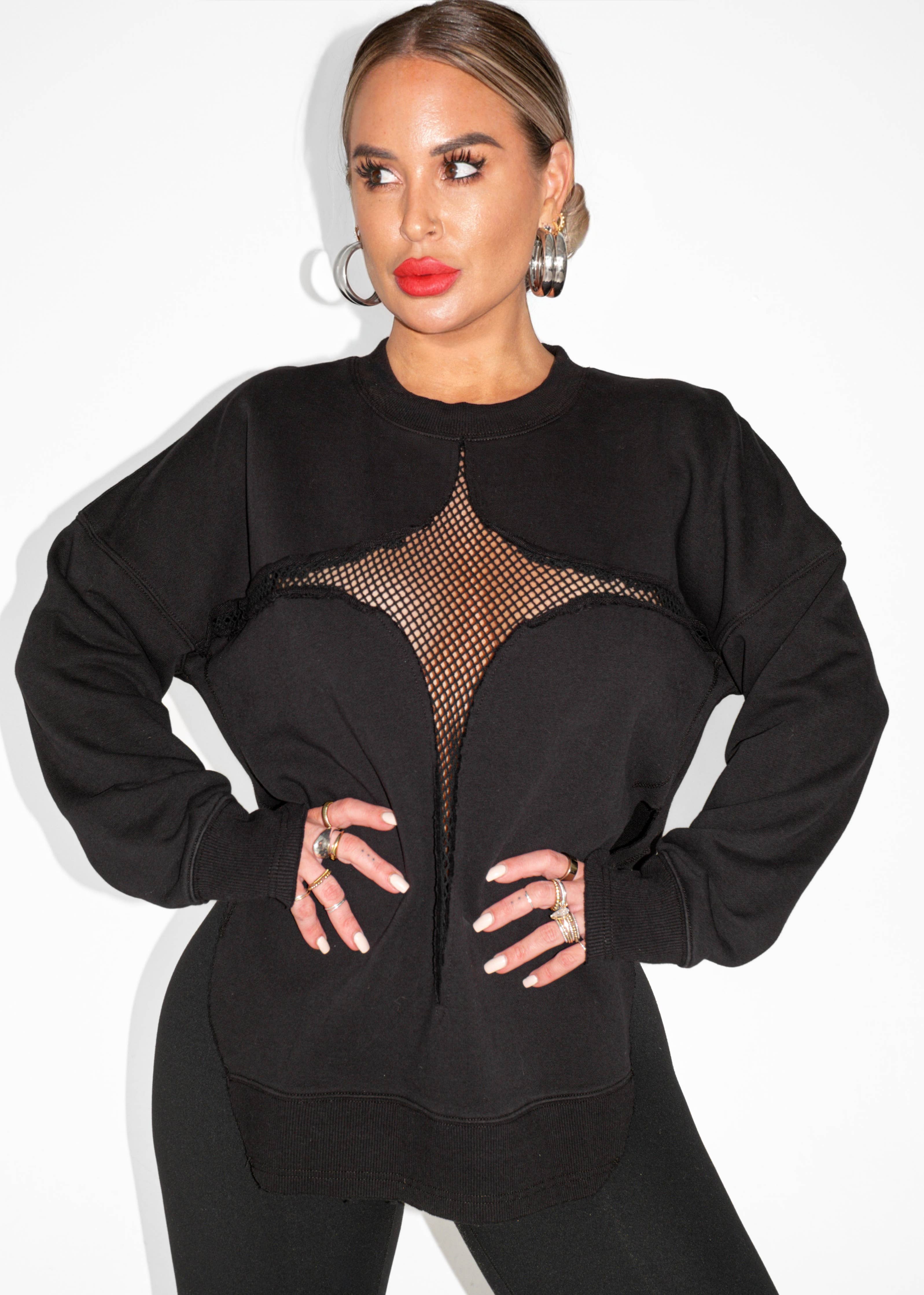 Mesh Feel Good Side Slit Sweatshirt