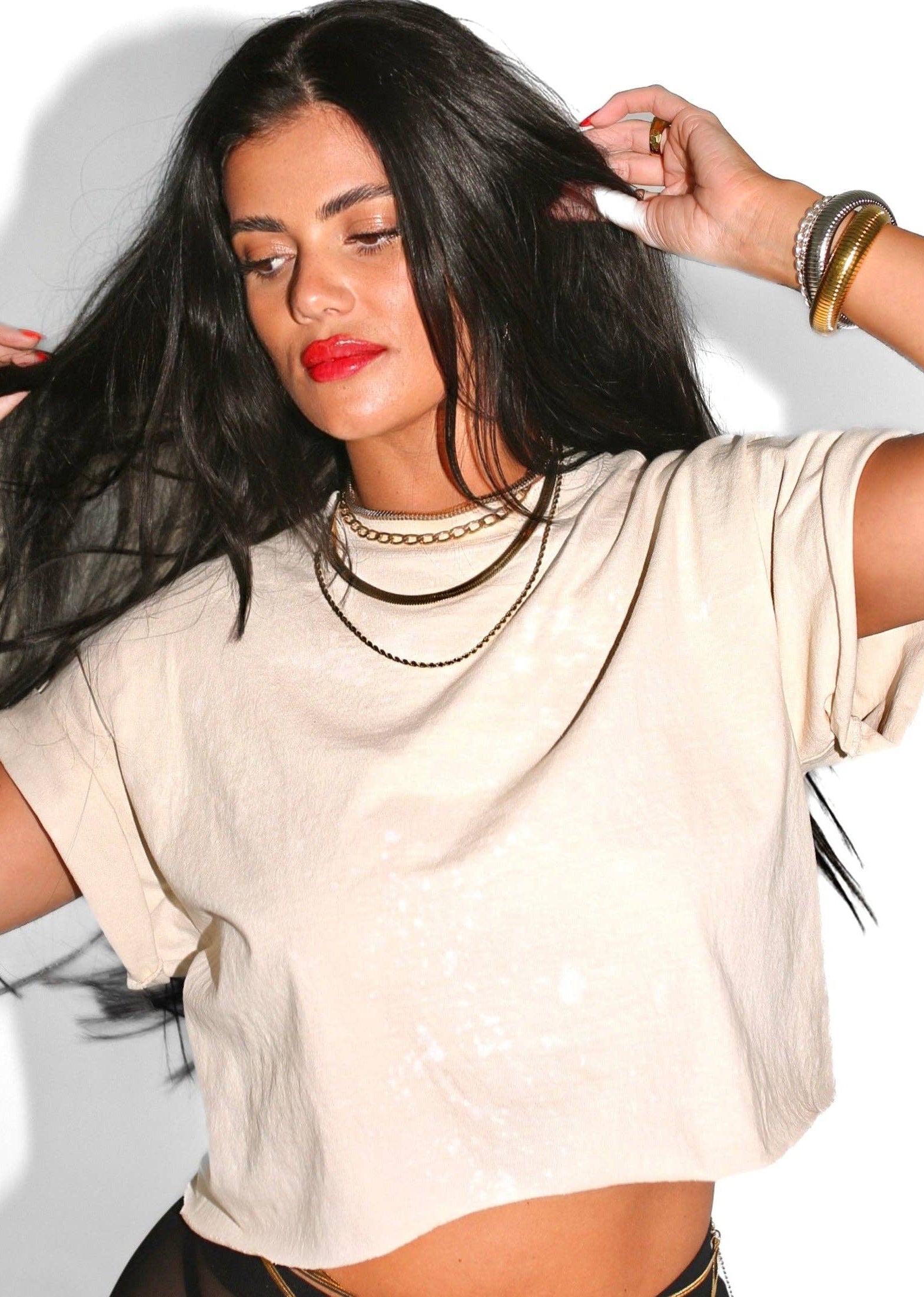 Cropped Bleached Out Tee