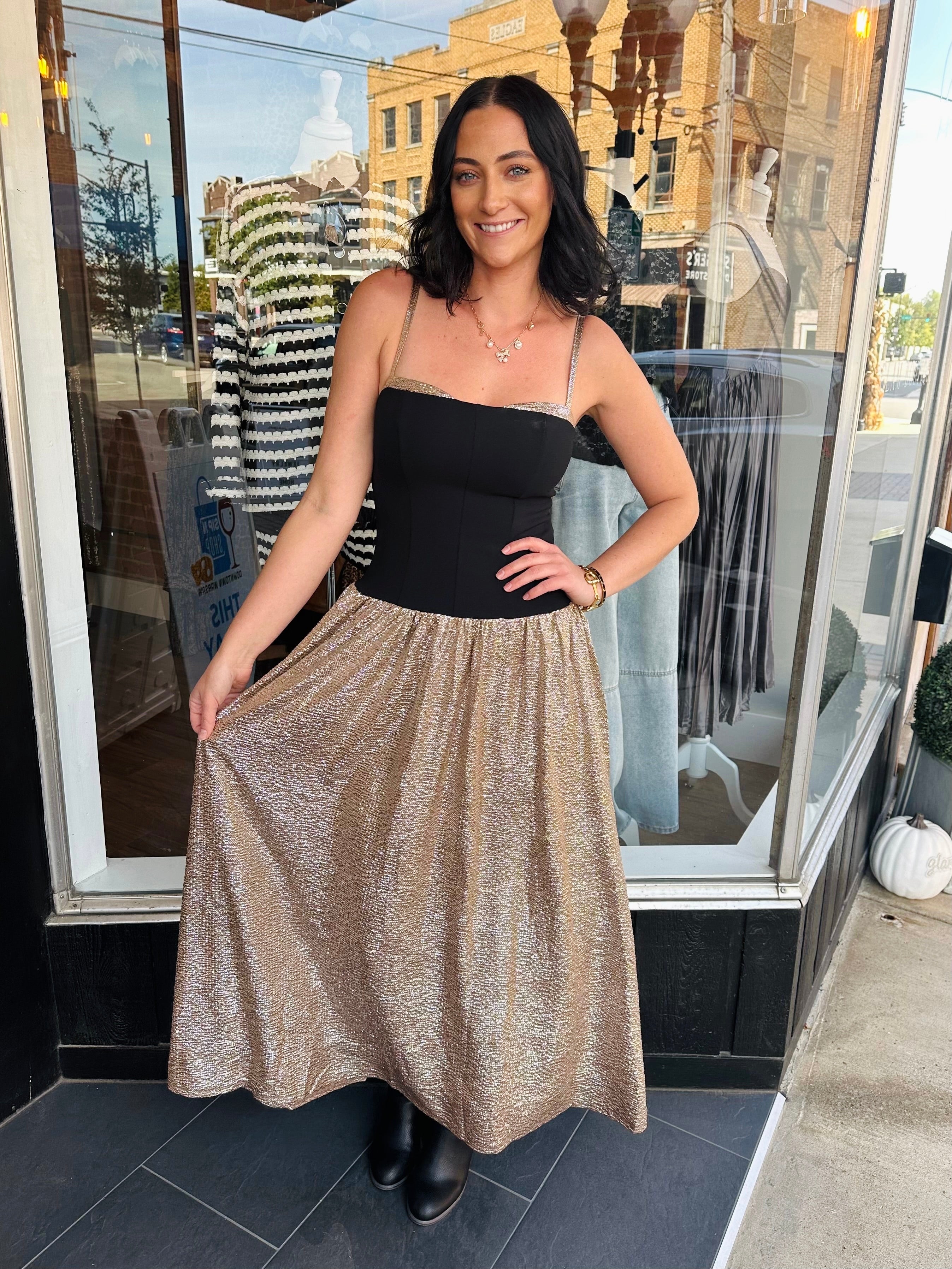 Hepburn Midi Dress Silver Confetti