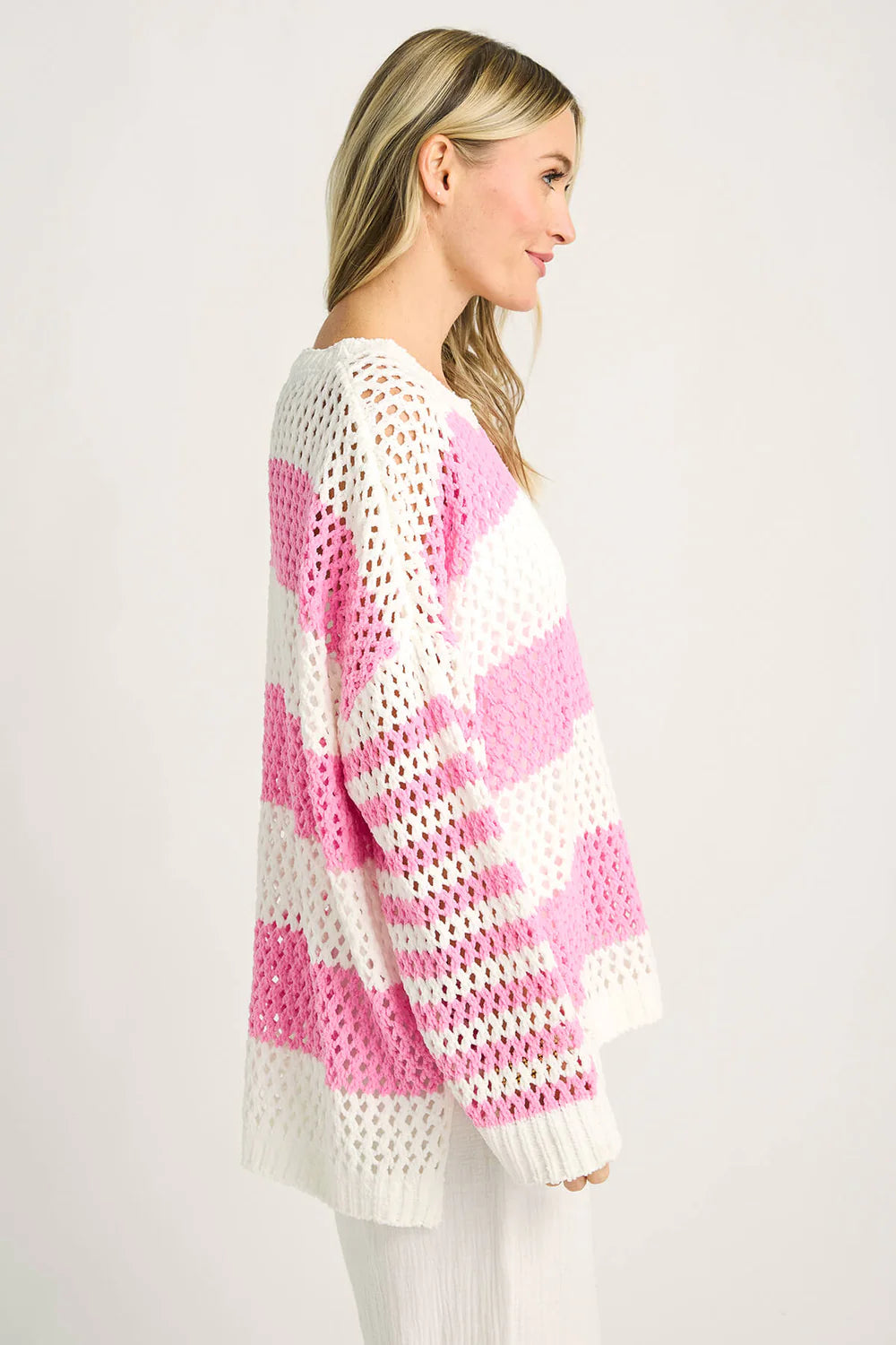 Pink Popsicle Stripe Netted Sweater