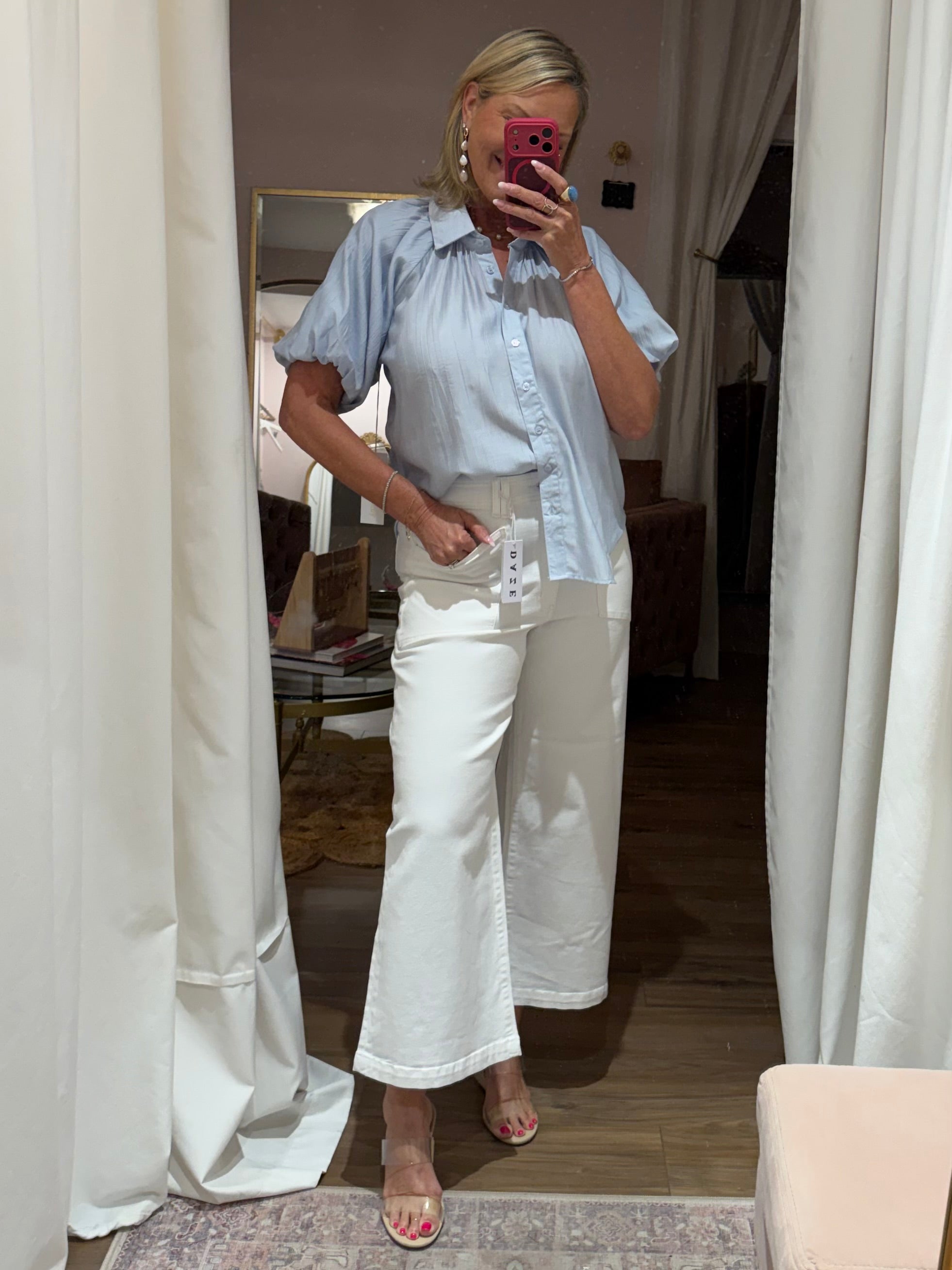Anise Bubble Sleeve Top