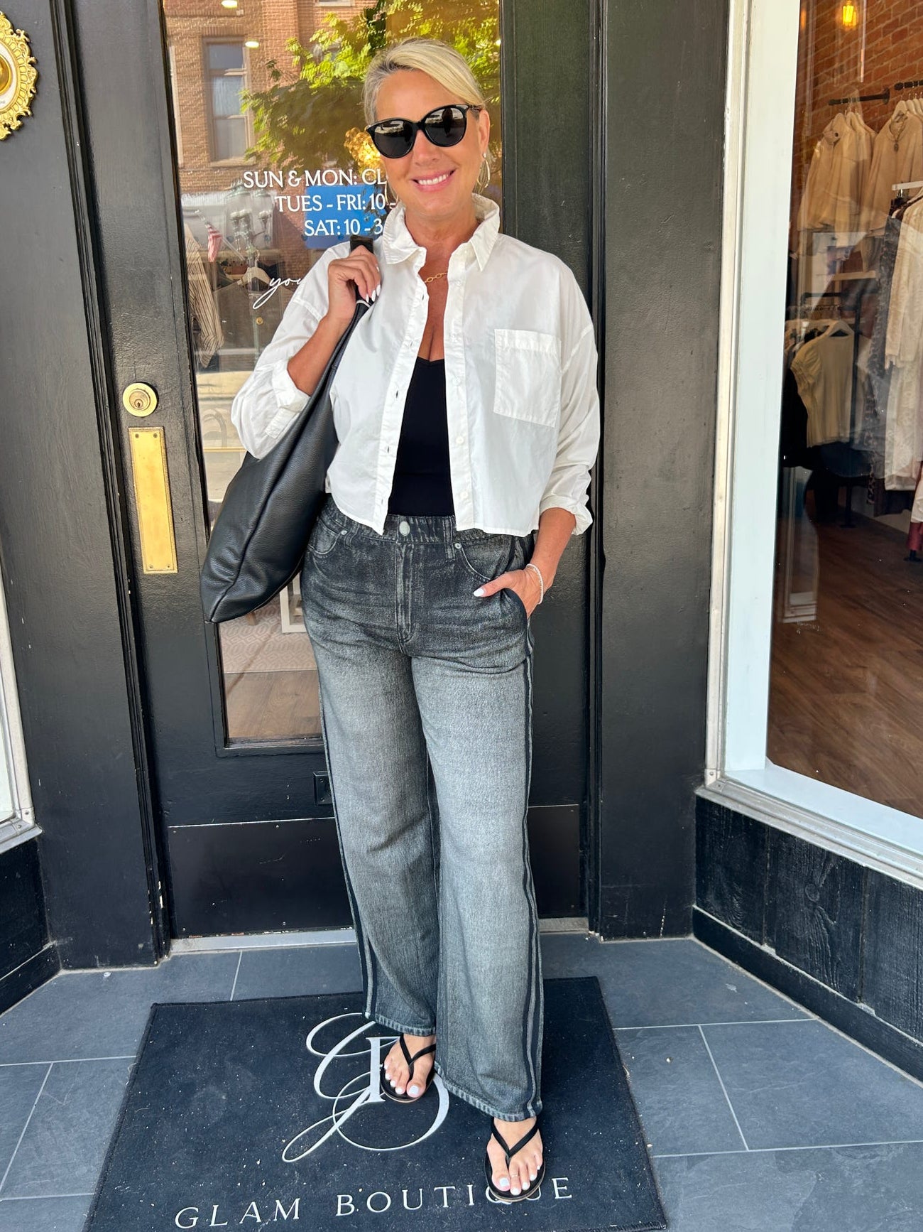 Faux Jean Track Pant