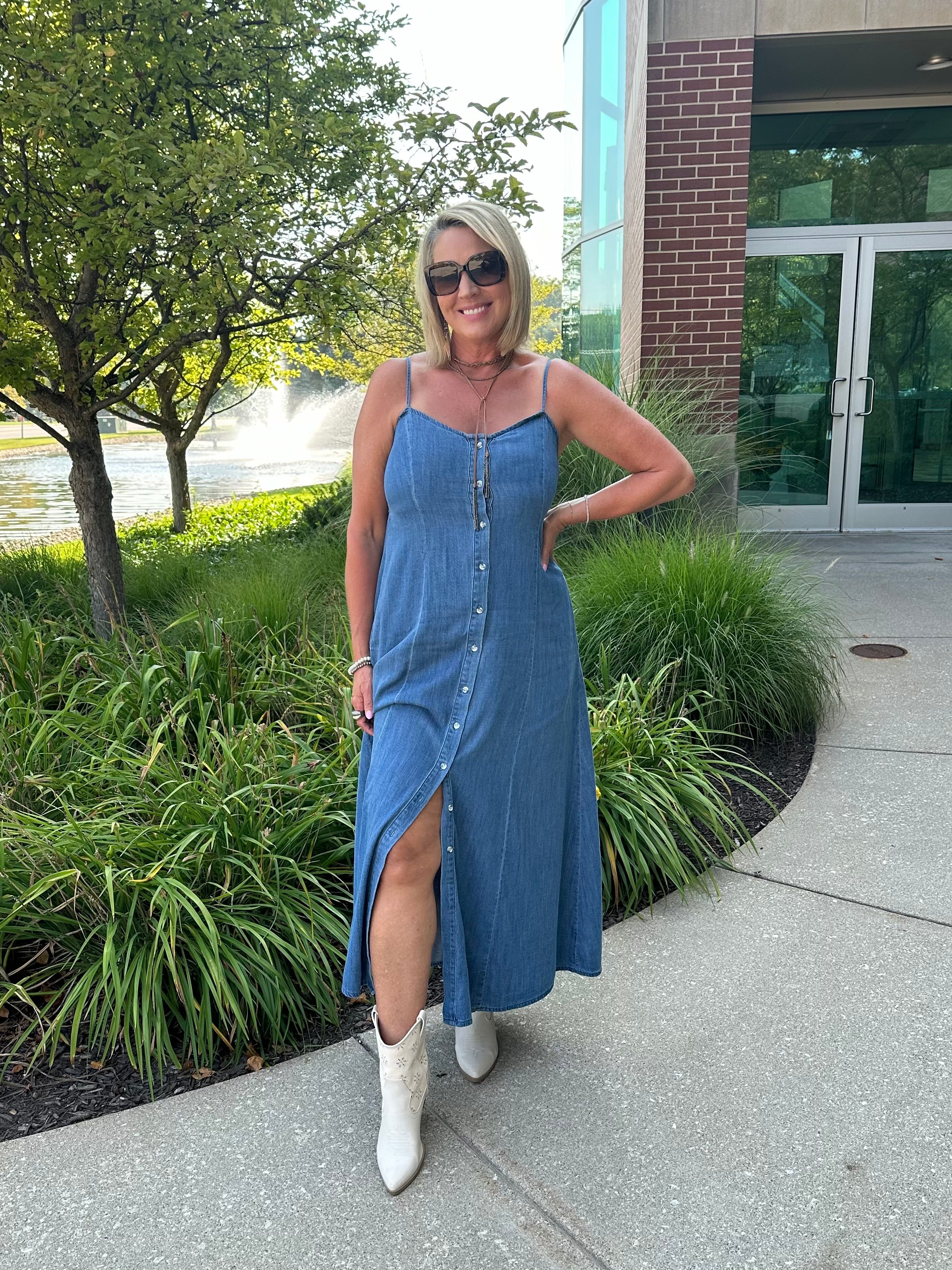 Angel Eyes Denim Midi Dress Medium Indigo