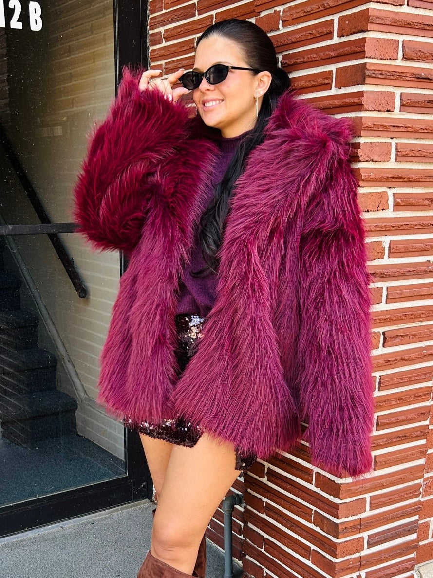 Salt Lake Fur Coat Merlot Knit