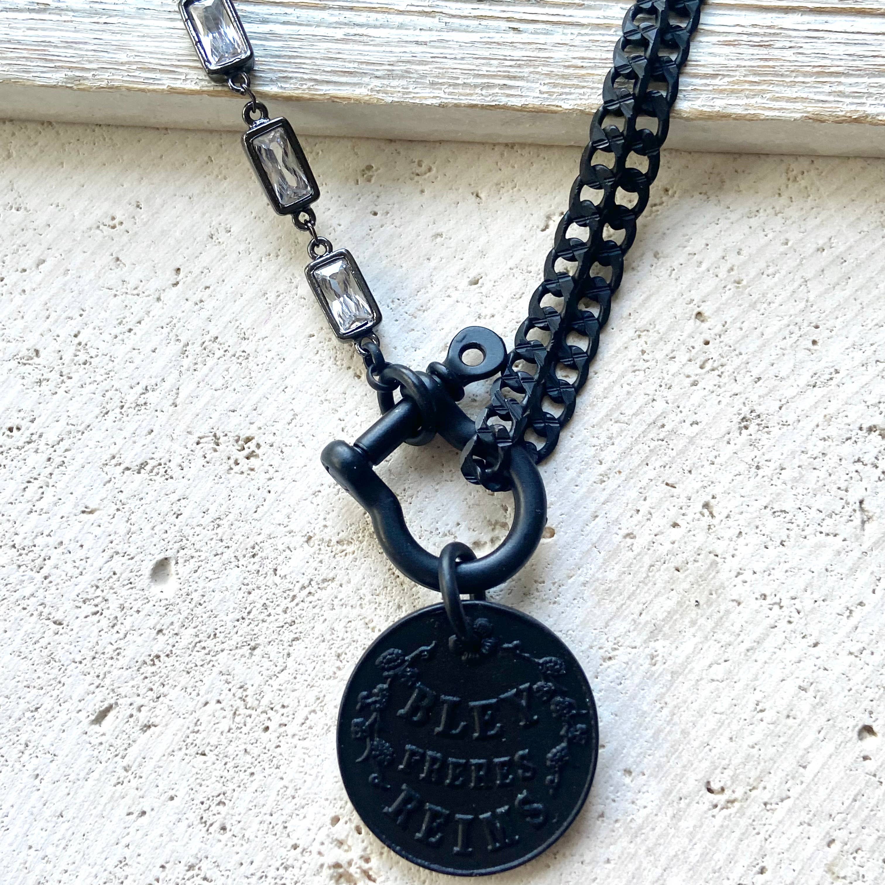French Champagne Coin Necklace