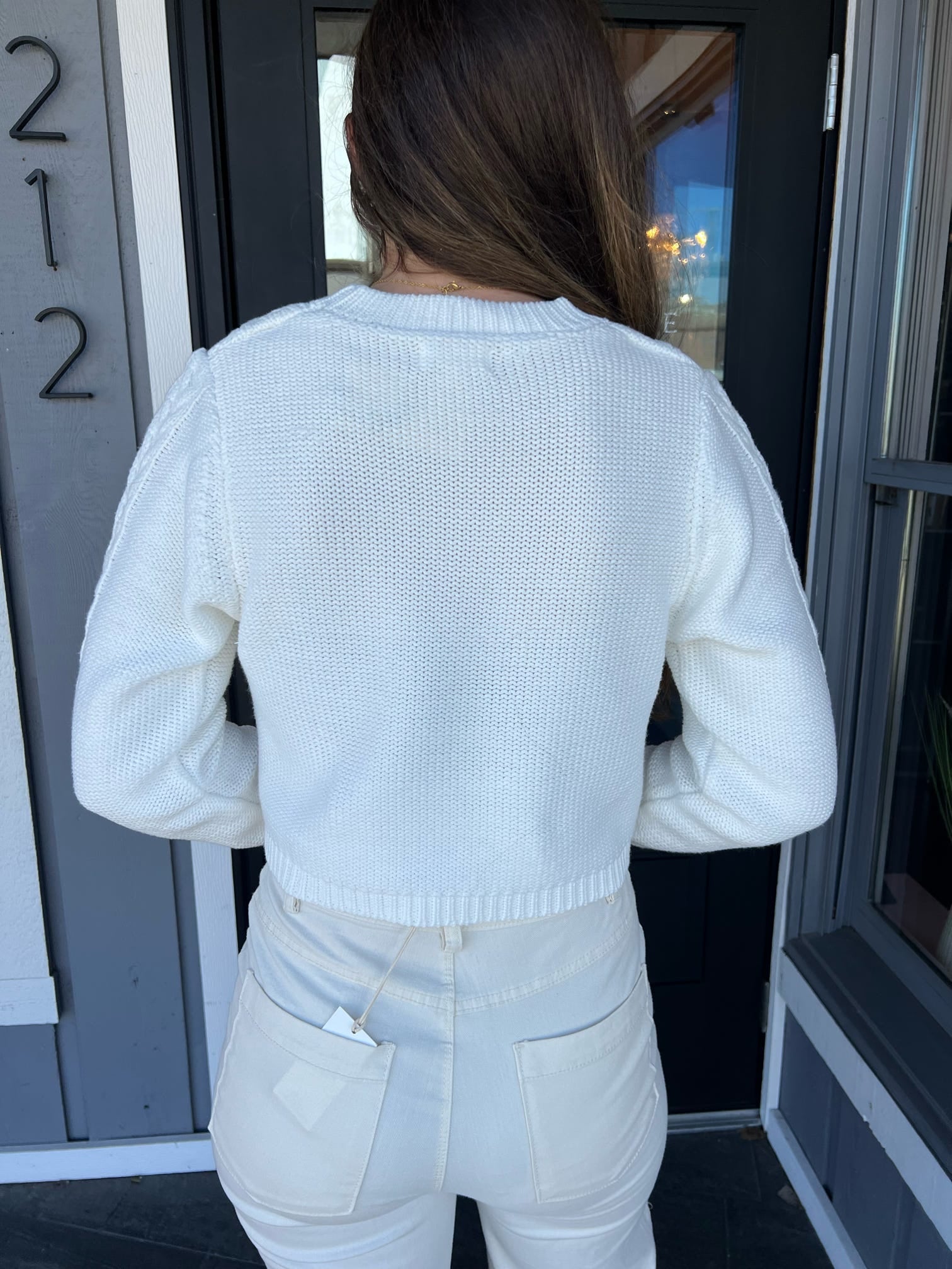 White Keyhole Sweater