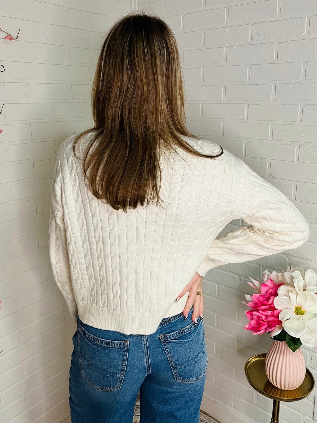 Throw on Cardigan Snow Cable Knit