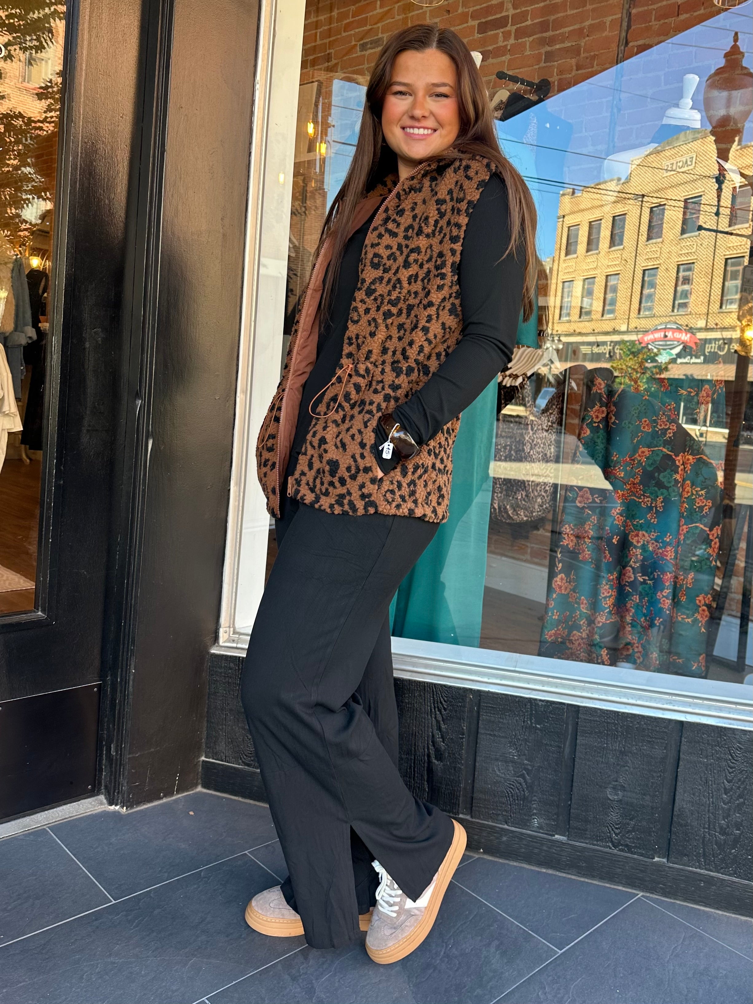 Leopard Sherpa Reversible Vest