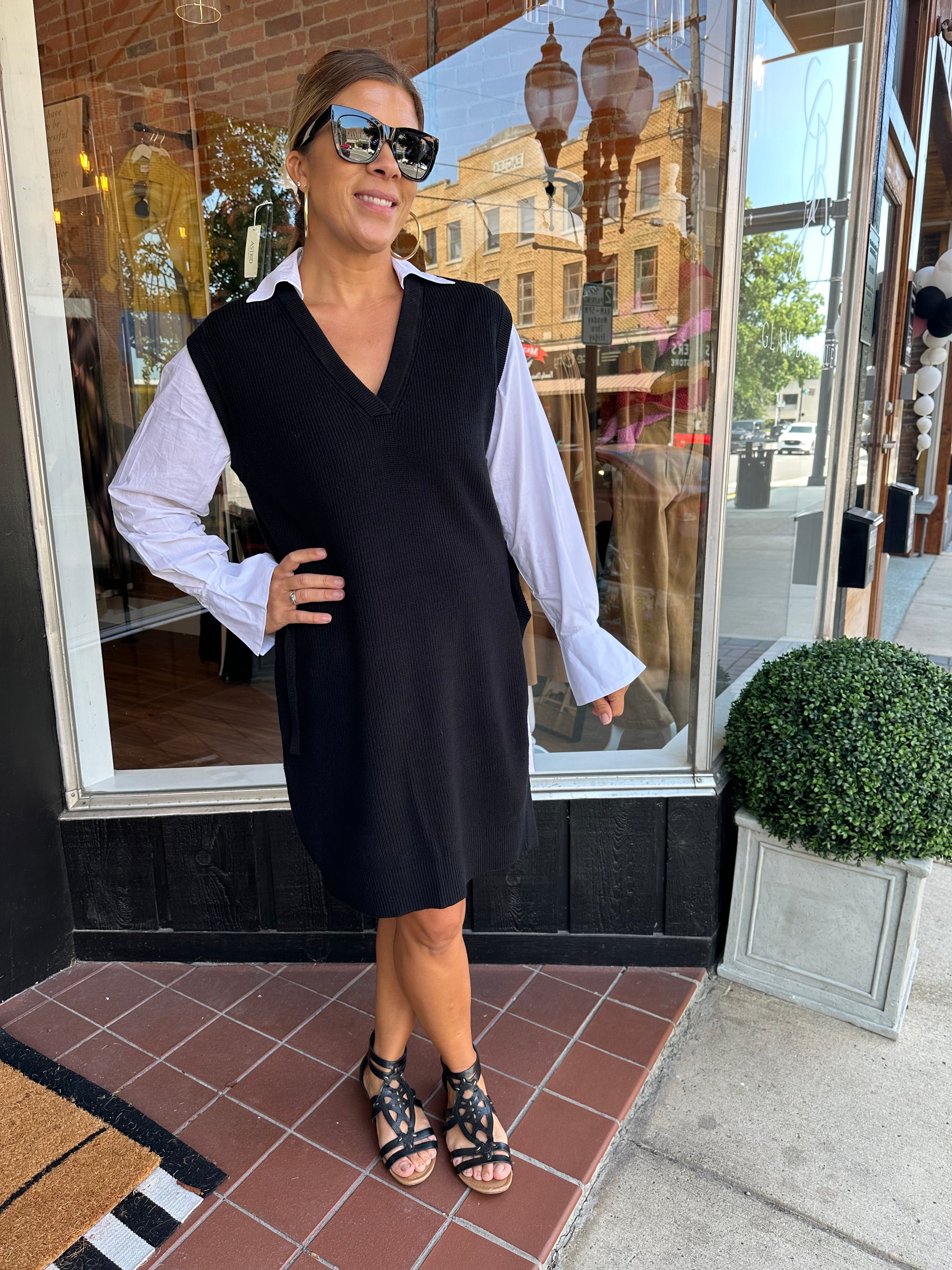 Black Mixed Media Sweater Dress Black Mixed Media Sweater Dress