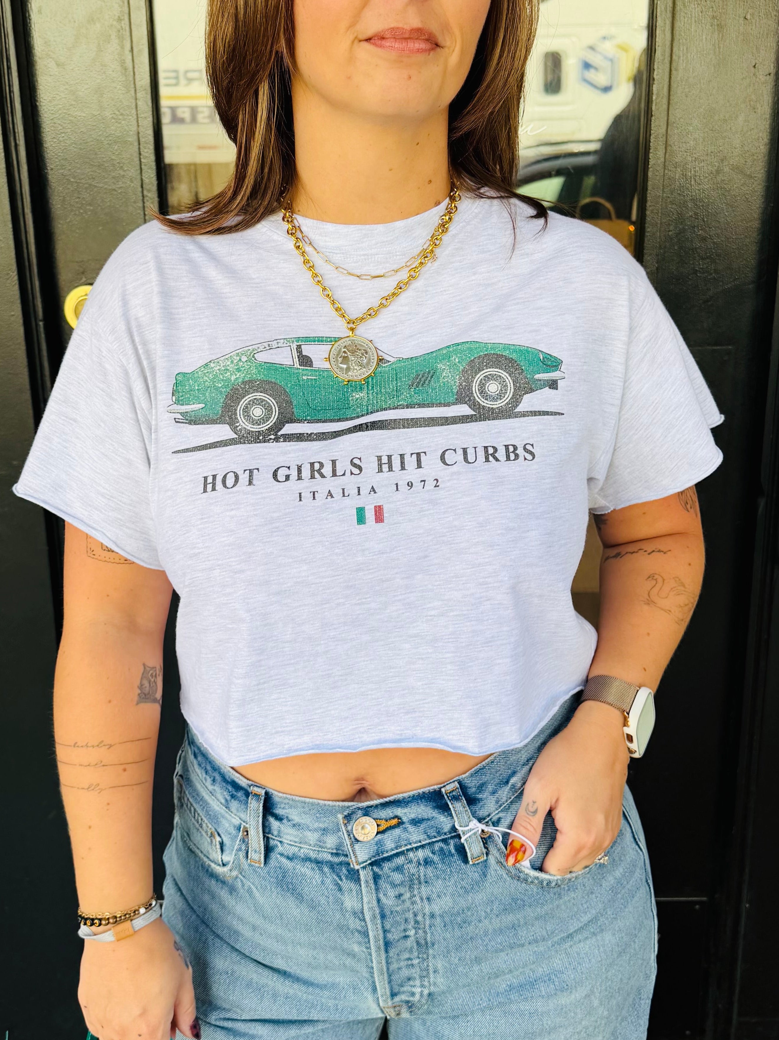 Hot Girls Hit Curbs Graphic Crop Tee