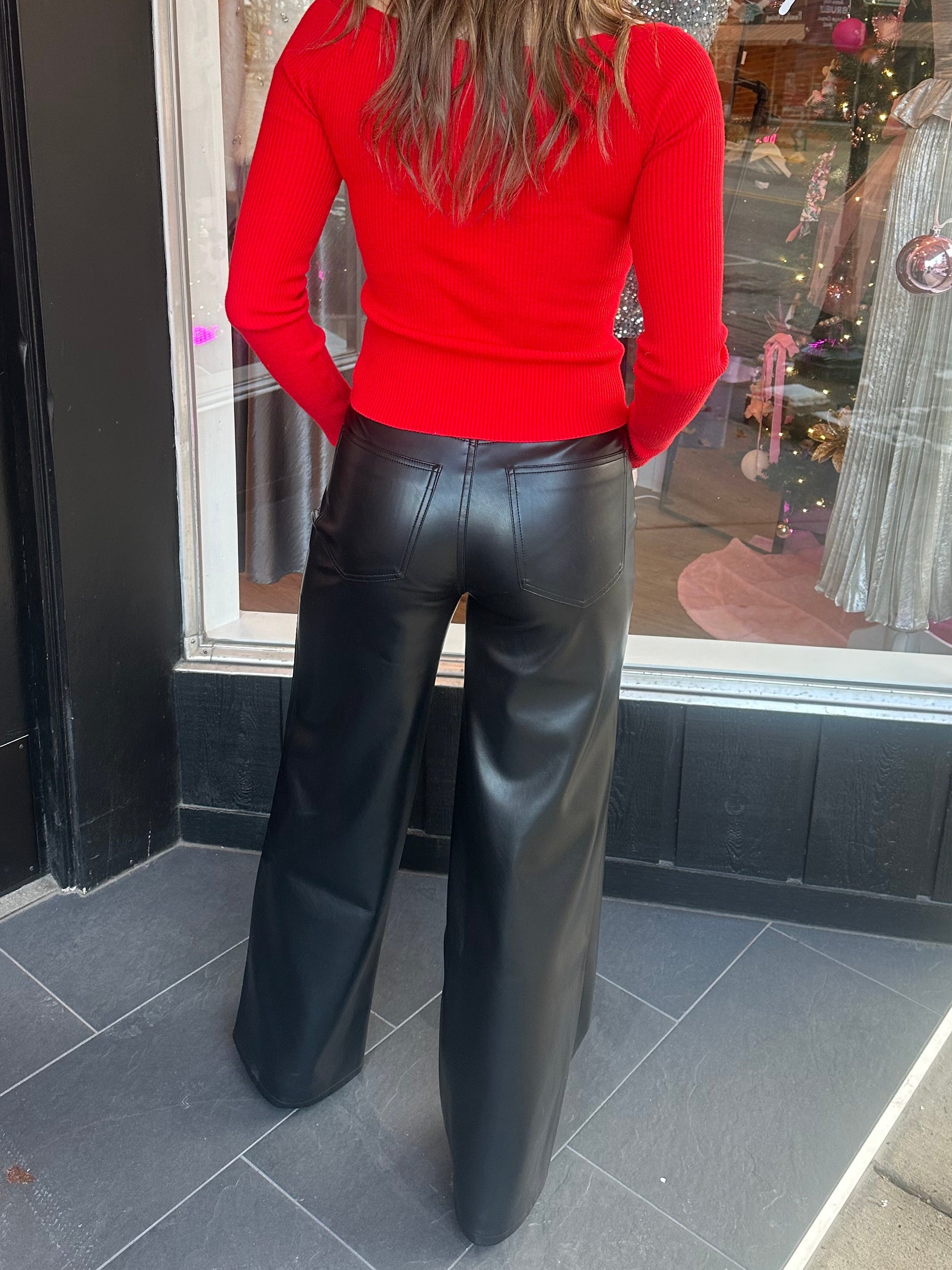 Romy Faux Leather Slouch Wide-Leg Pant