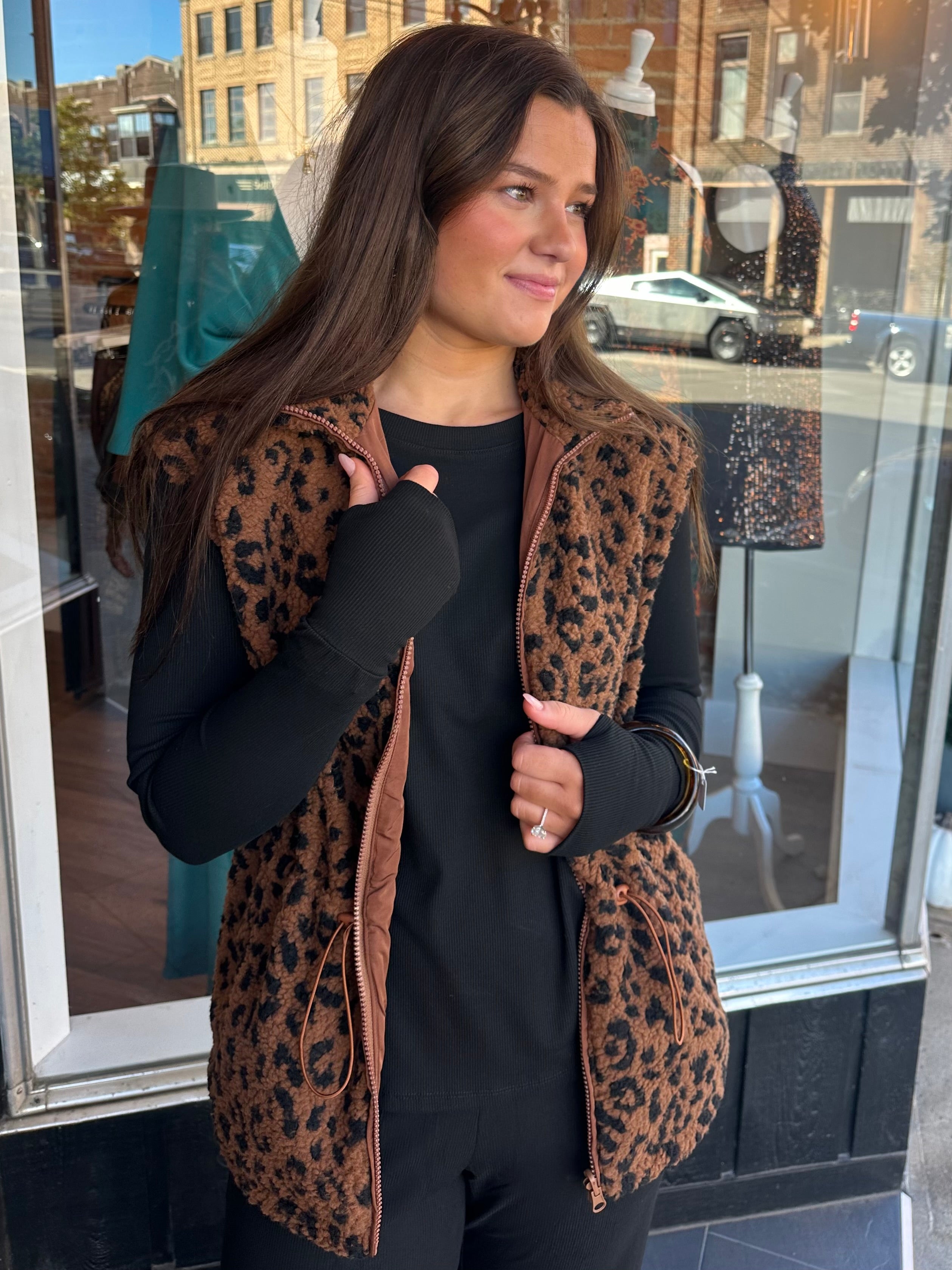 Leopard Sherpa Reversible Vest