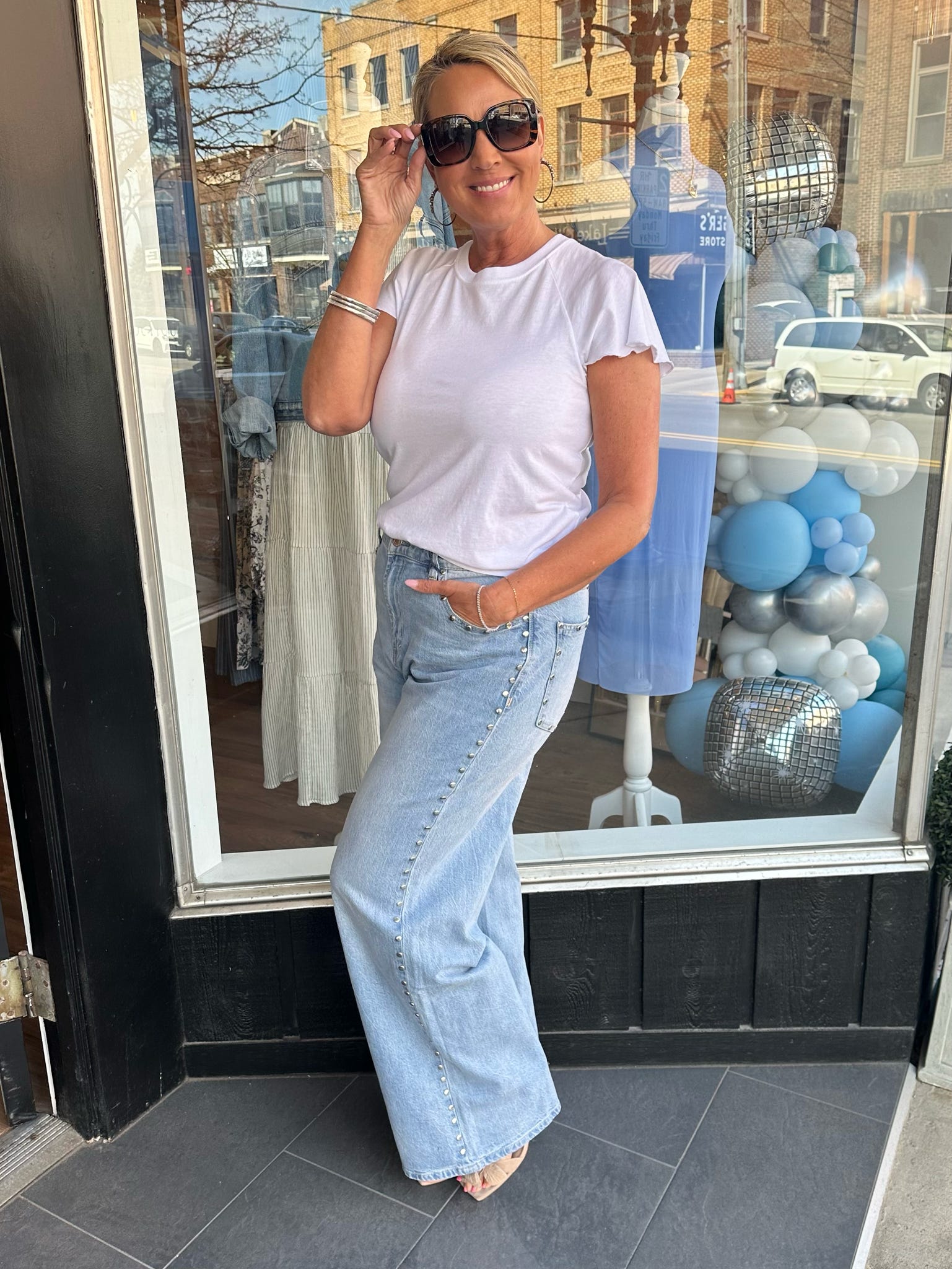 Gemma Studded Wide-Leg Slouch Jean