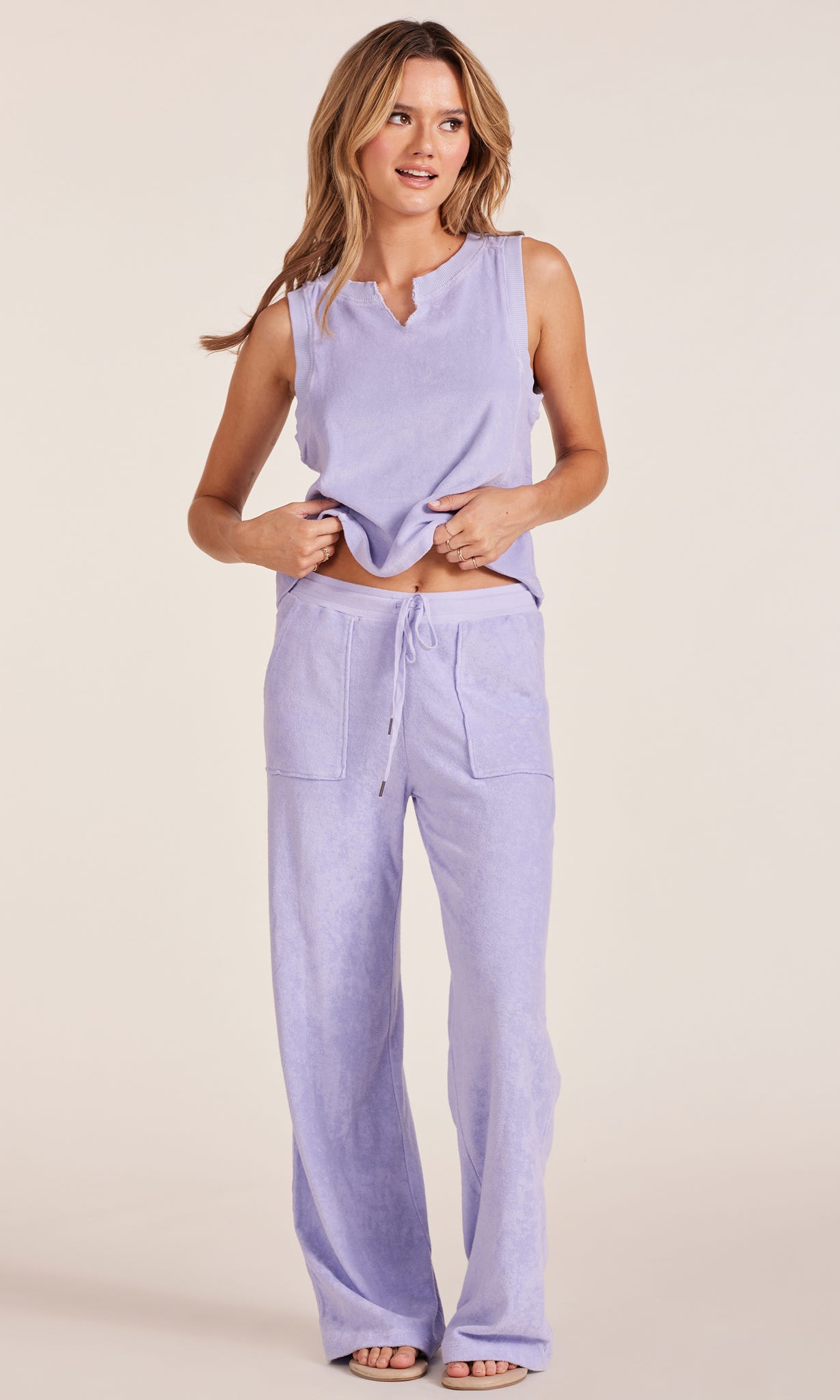Lilac French Terry Wide-Leg Pant