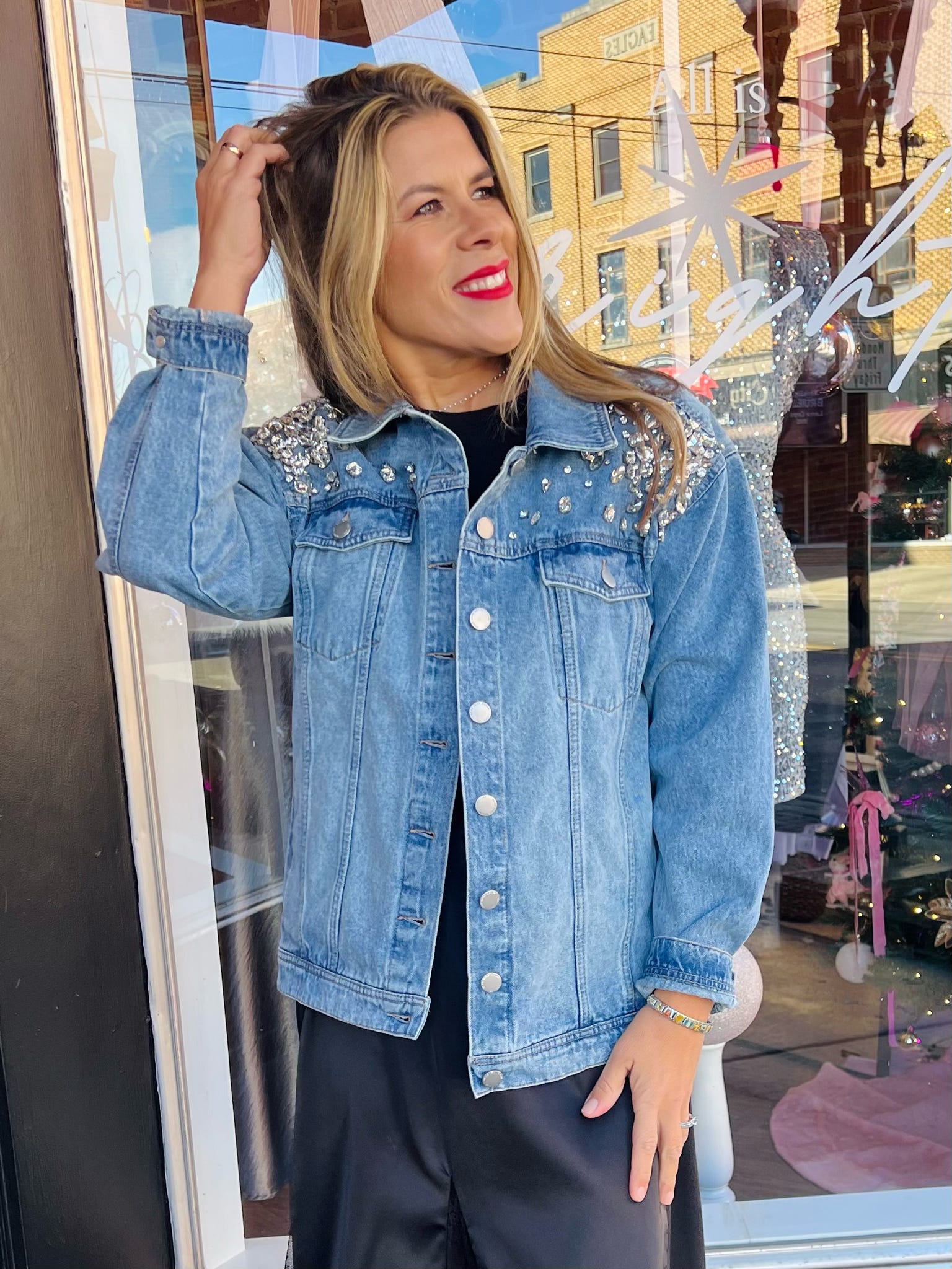 Janette Rhinestone Denim Jacket