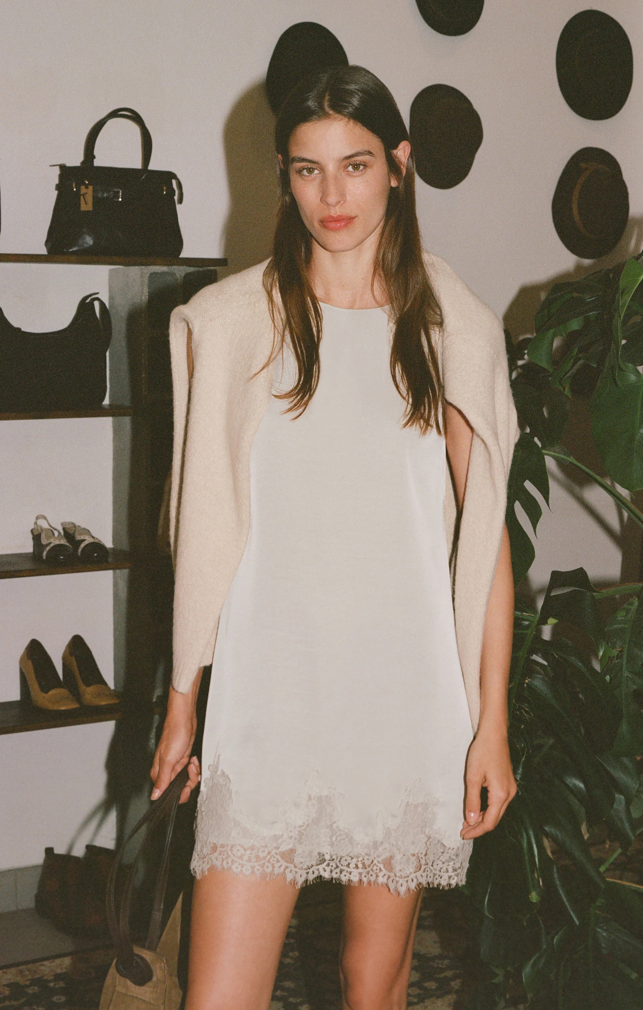 Meadow Muse Lace Mini Dress Frosted Pearl