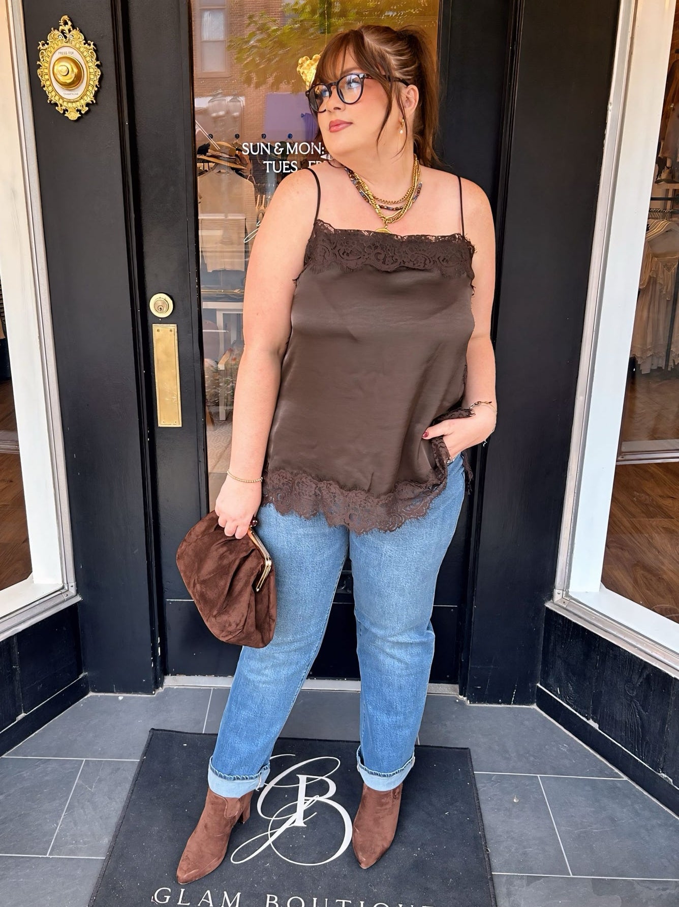 Roselle Lace Cami Cocoa Bean