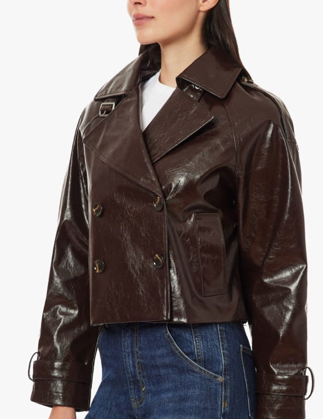 Halsey Textured Vegan Leather Crop Trench