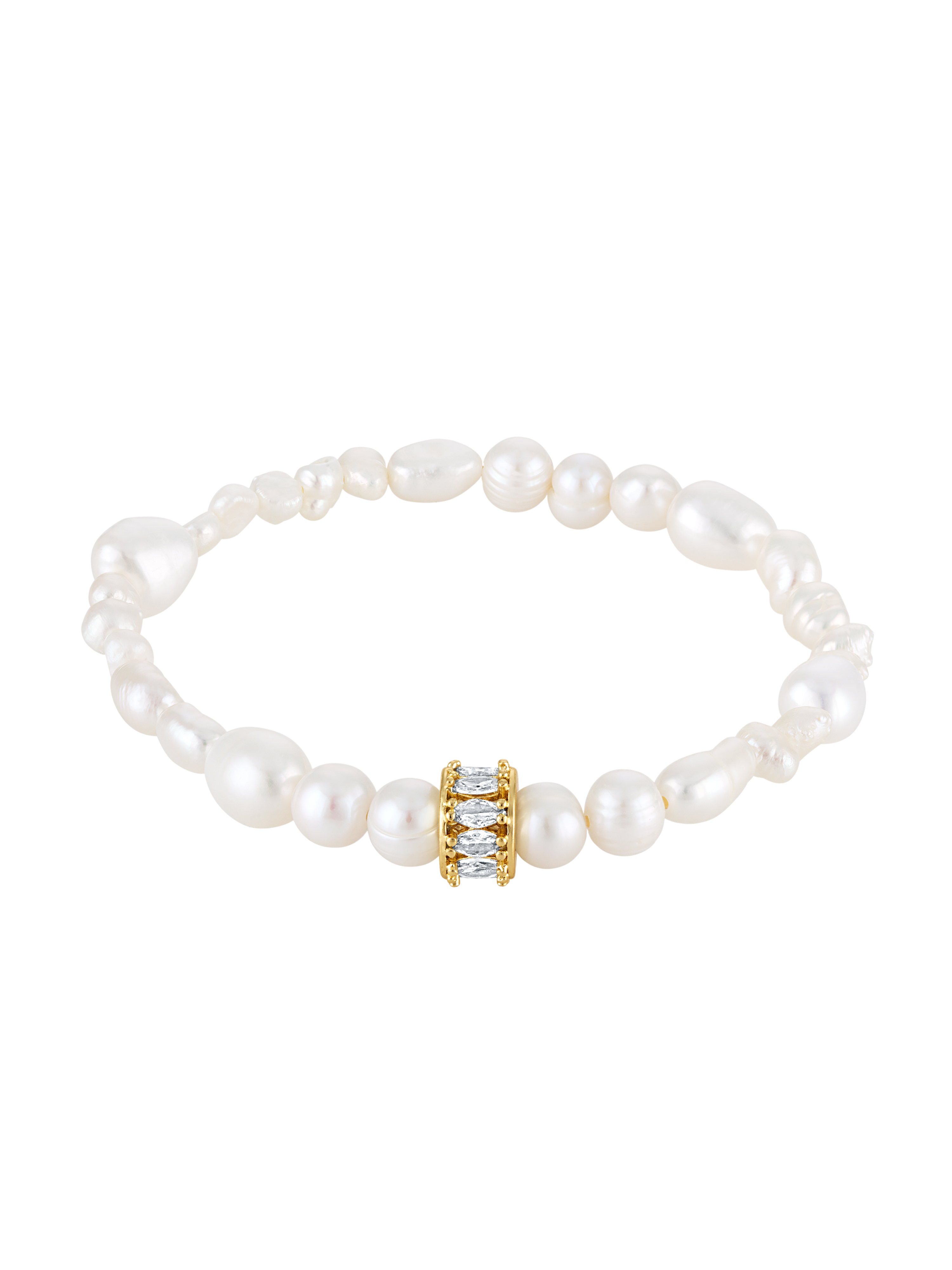Freshwater Pearl Rondelle Stretch Bracelet: One Size