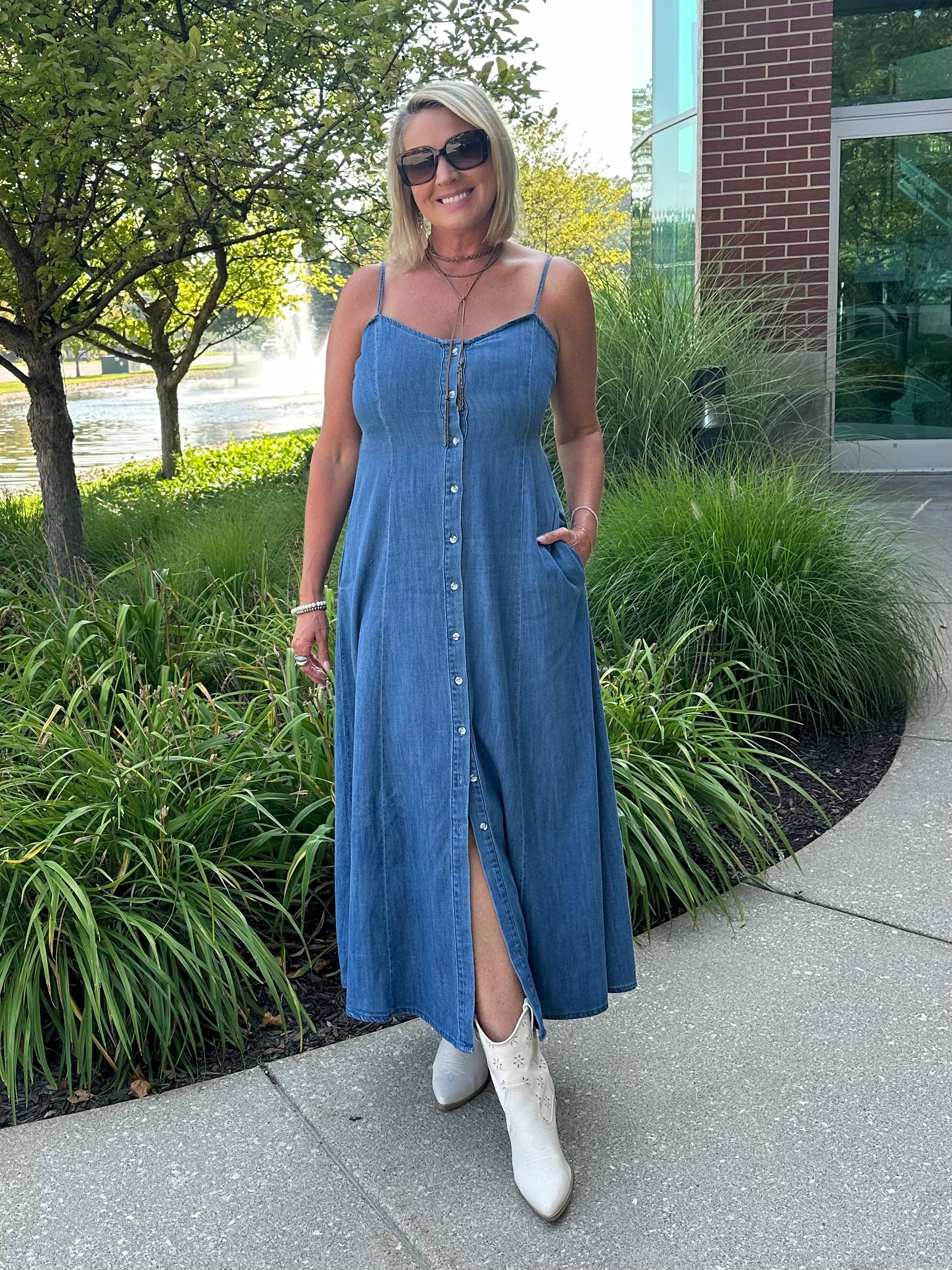 Angel Eyes Denim Midi Dress Medium Indigo