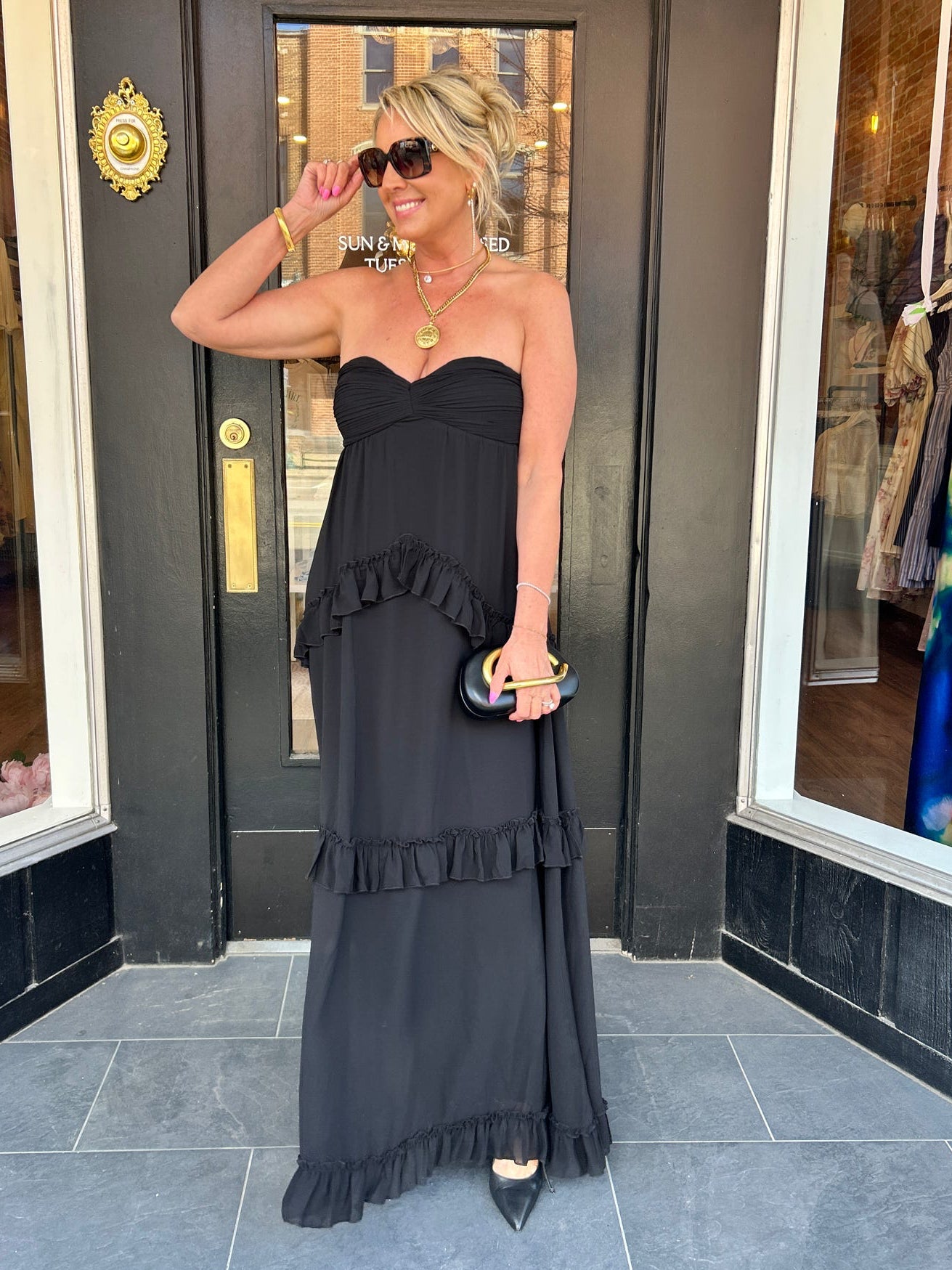 Diana Strapless Ruffle Tiered Maxi Dress