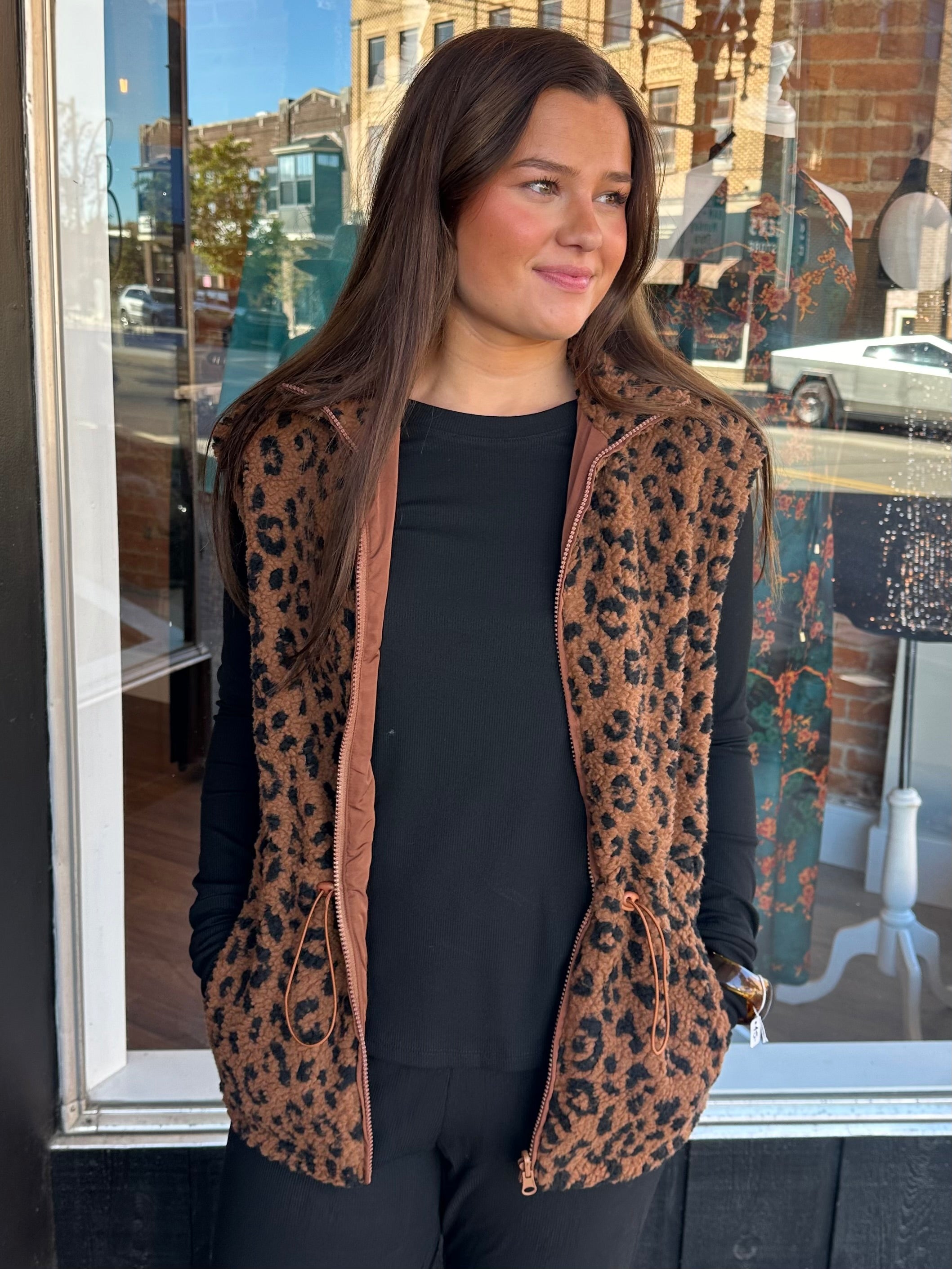 Leopard Sherpa Reversible Vest