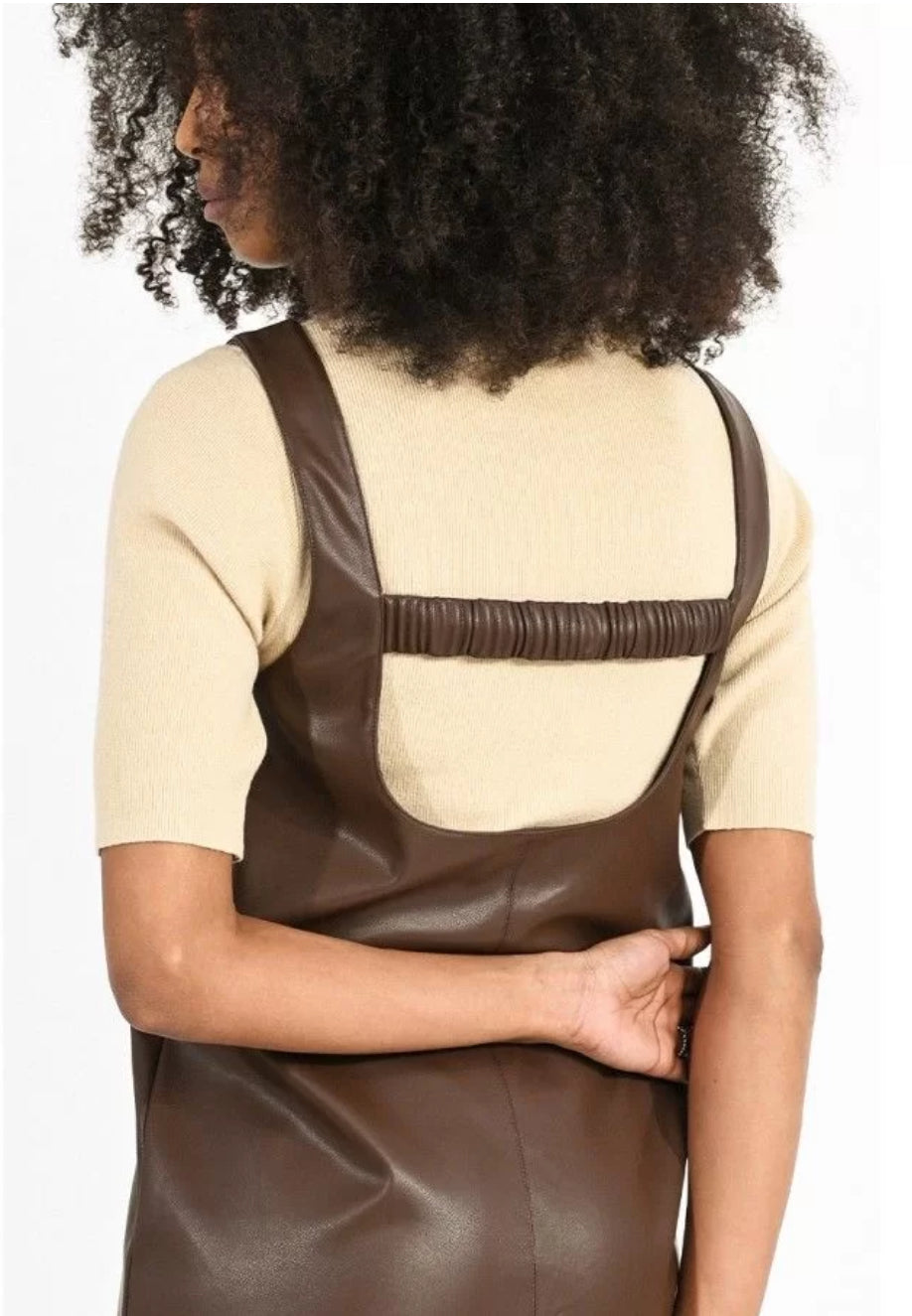 Brown Vegan Leather Dress