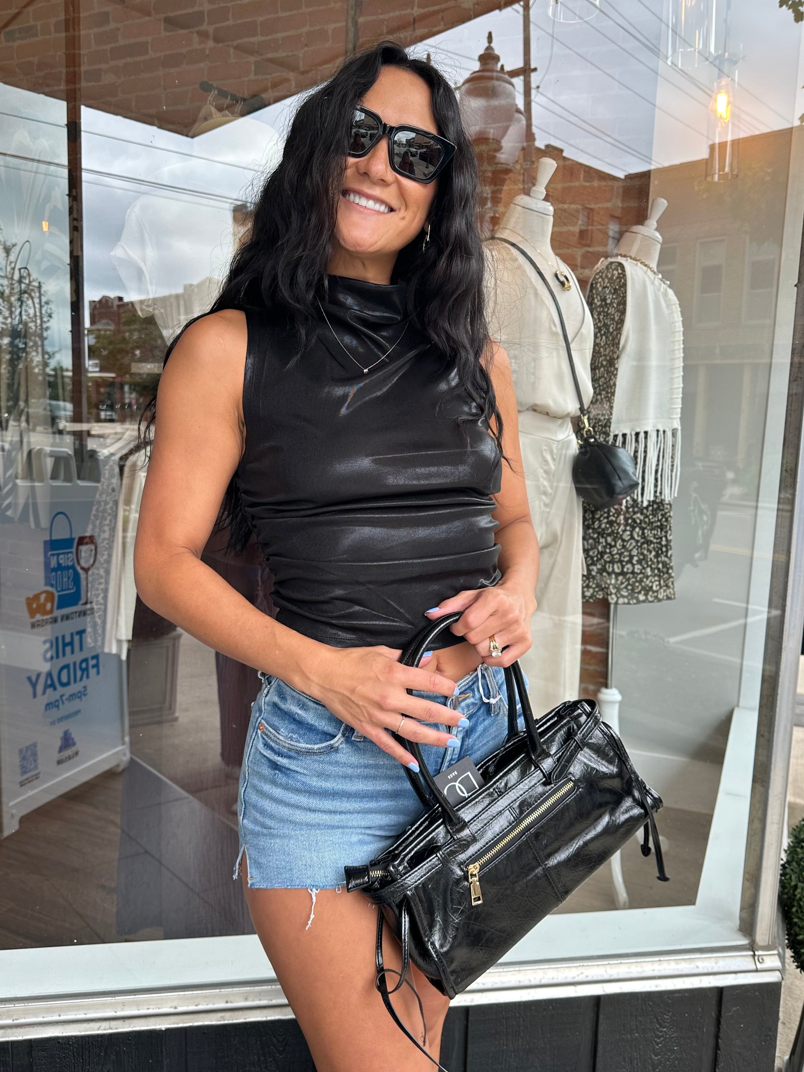 Parker Ruched Metallic Top