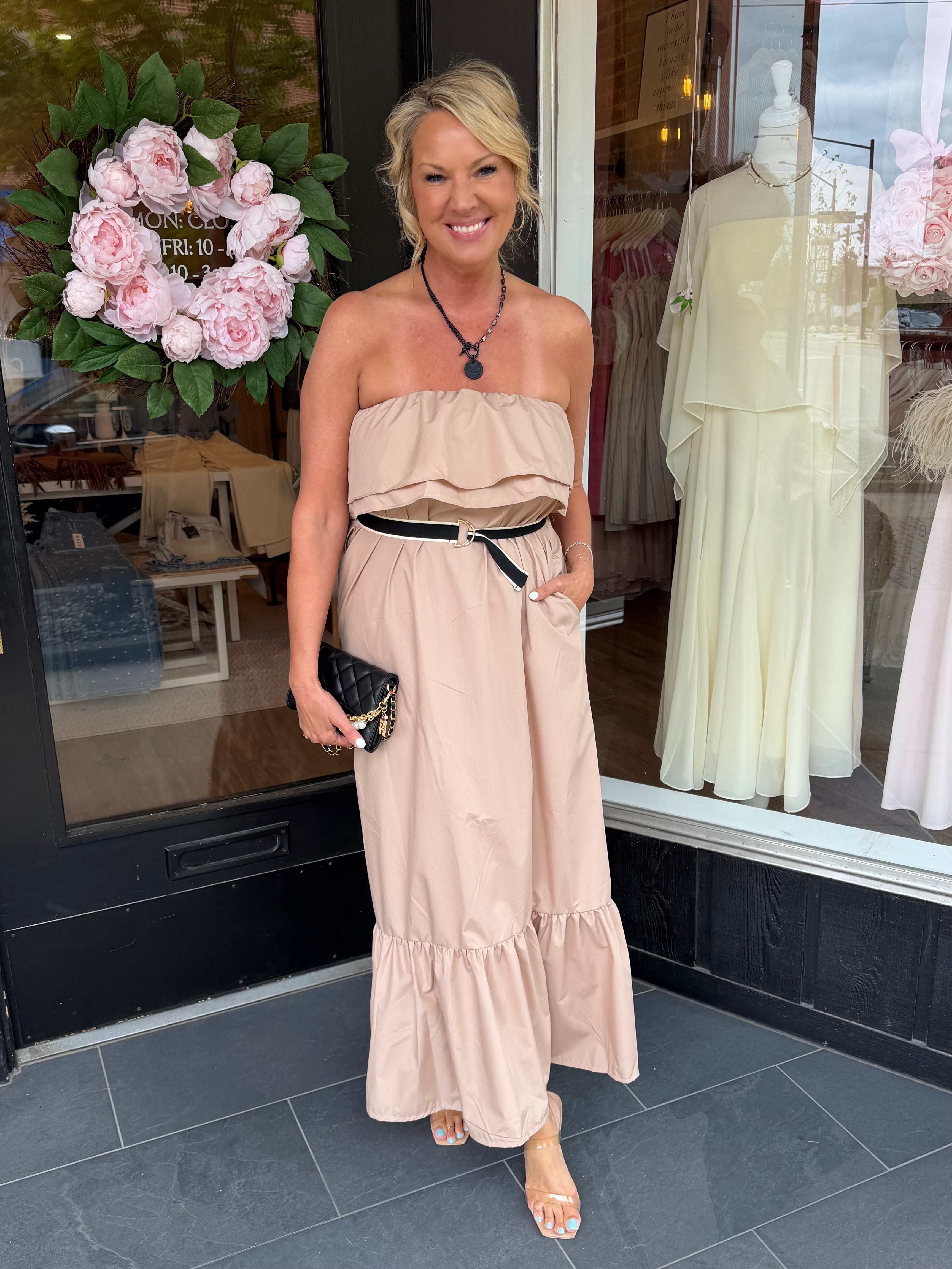 Como Strapless Tan Dress