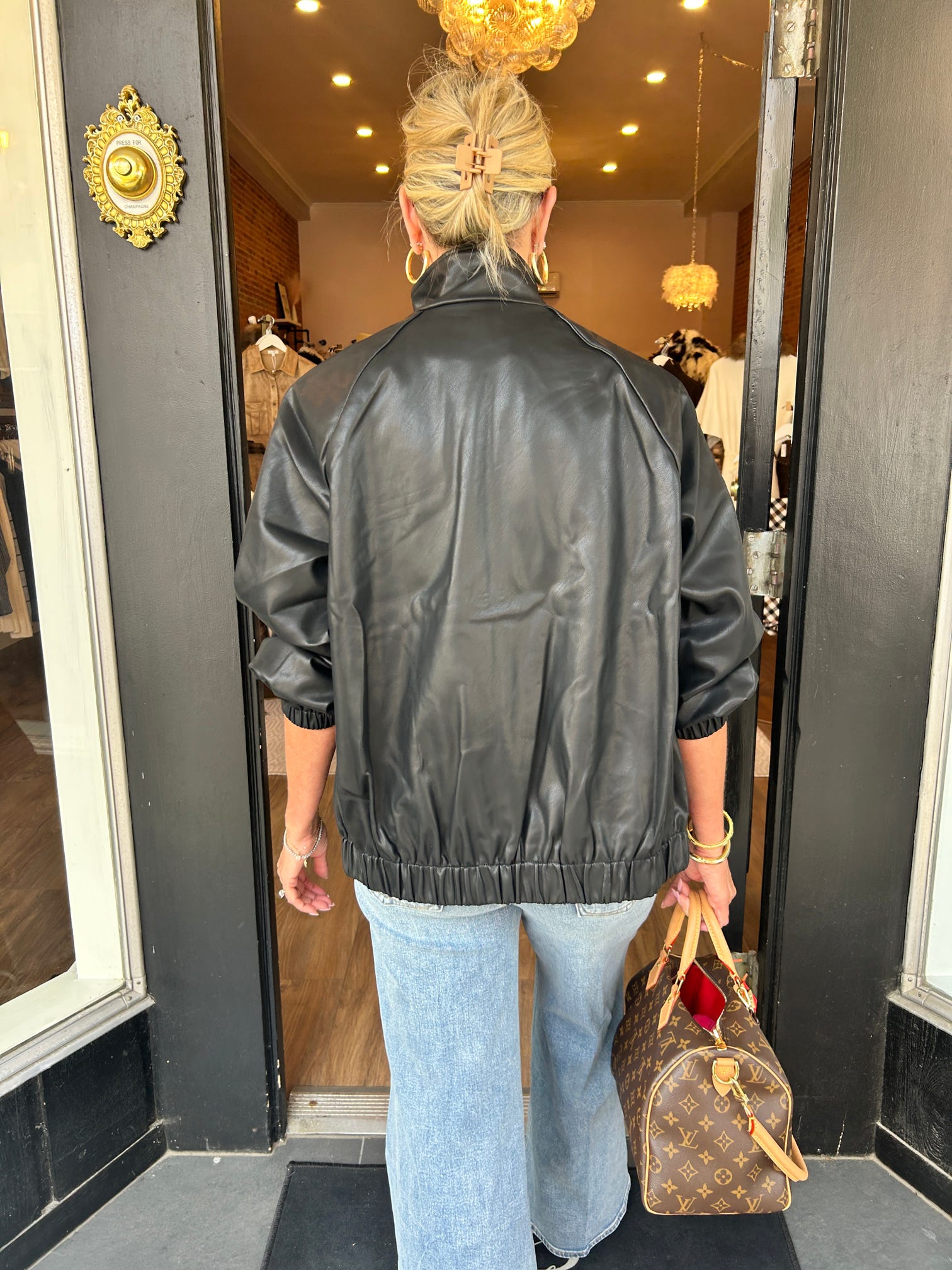 Shayna Faux Leather Bomber Jacket