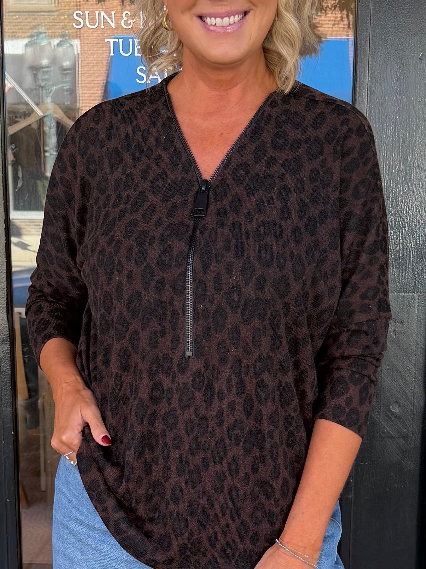 Leopard Zip Top