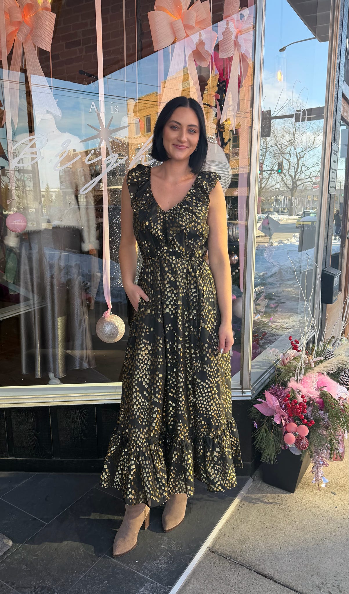 Lacey ruffle maxi dress