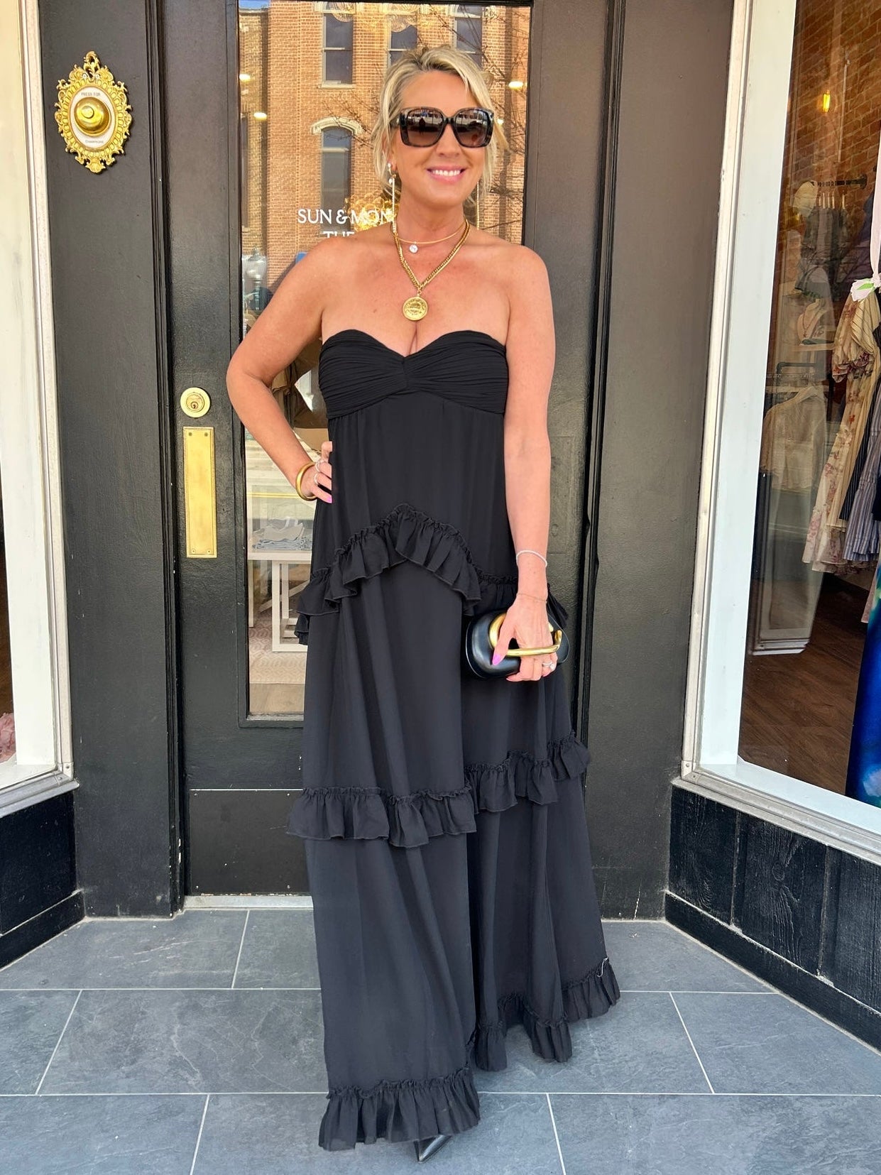 Diana Strapless Ruffle Tiered Maxi Dress
