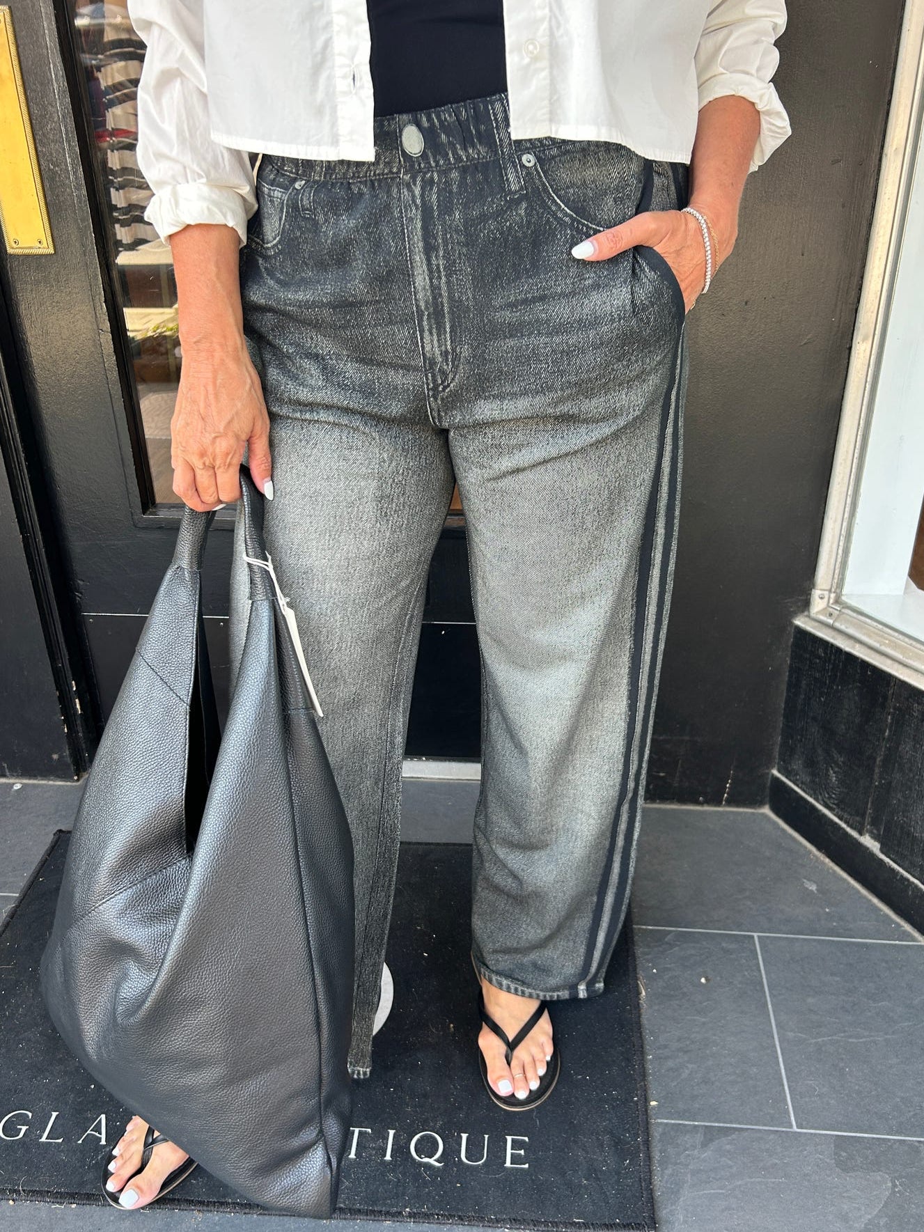 Faux Jean Track Pant