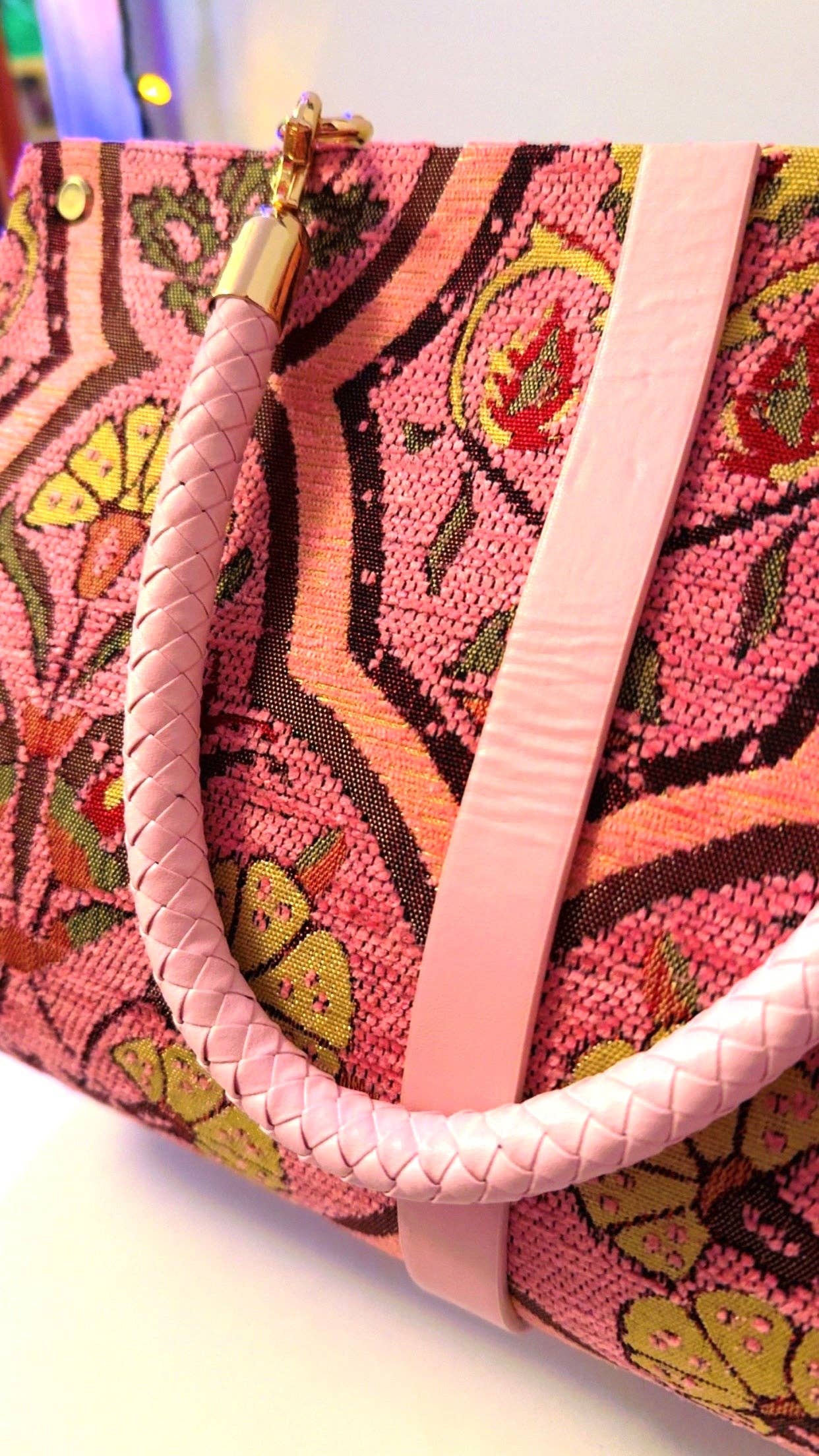 Pink Carnation Chenille Clutch